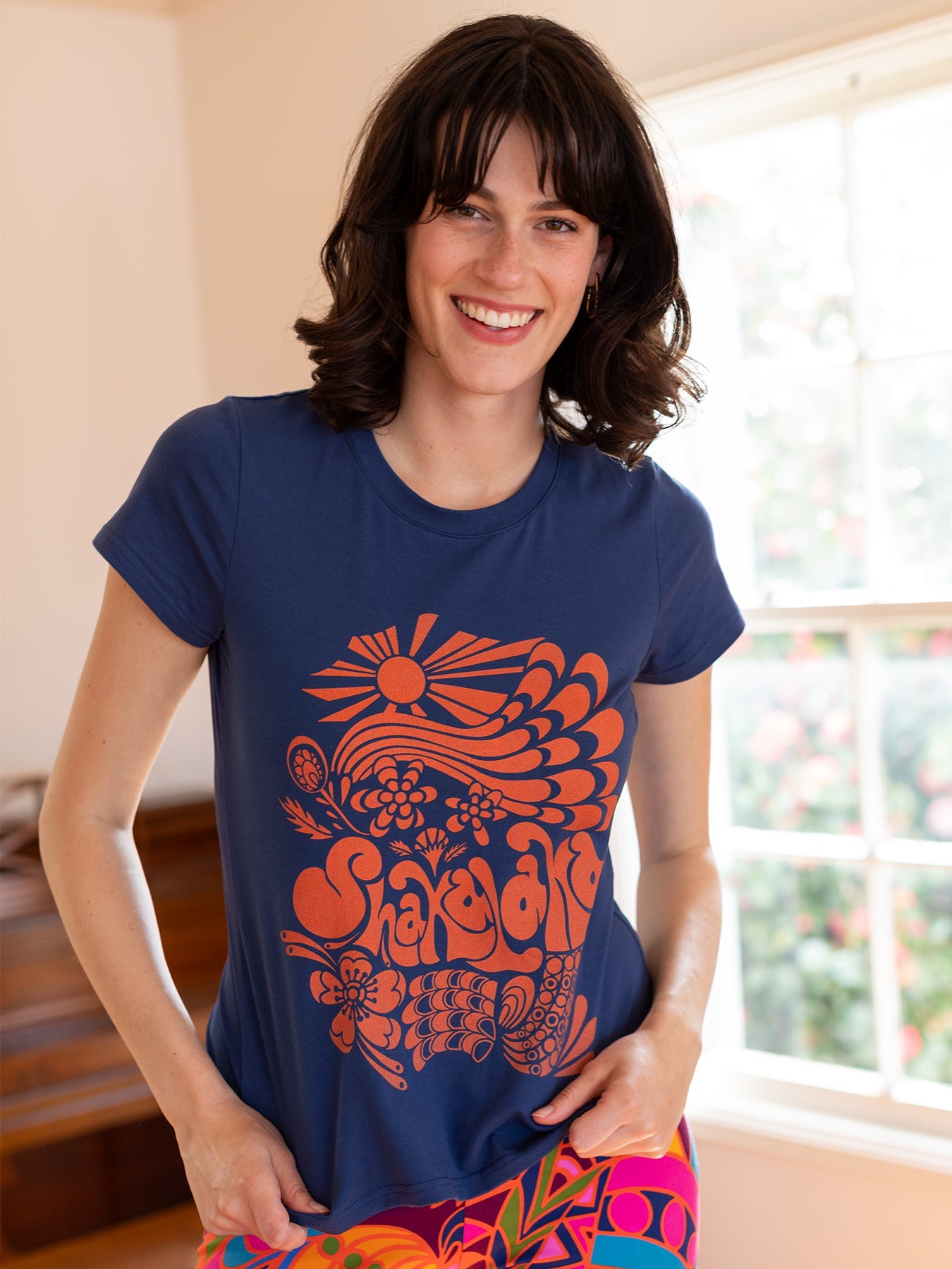 NELLIE graphic tee Shakalaka Navy and Orange - Lesley Evers - graphic - graphic tee - nellie