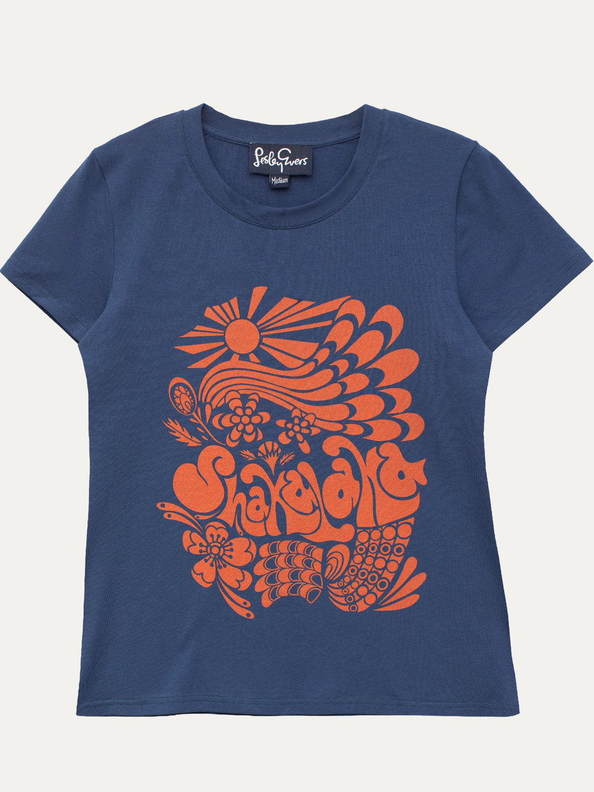 NELLIE graphic tee Shakalaka Navy and Orange - Lesley Evers-graphic-graphic tee-nellie
