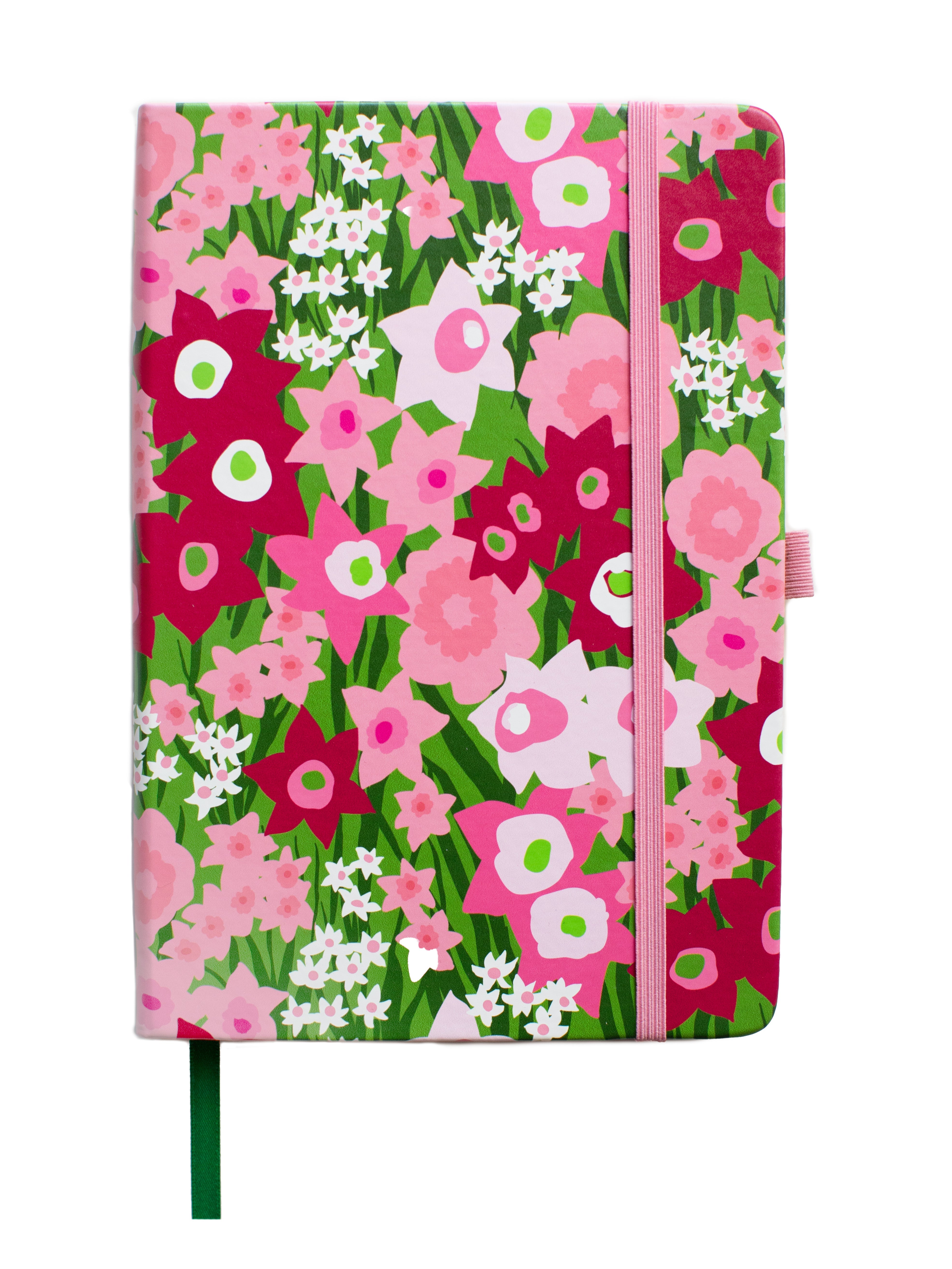 NOTEBOOK Daffodils Pink and Green - Lesley Evers - A5 - A5 Notebook - daffodils pink and green