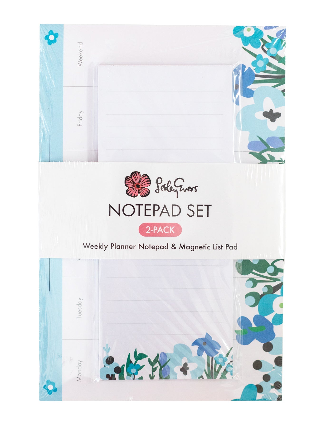 NOTEPAD SET Garden Oasis Blue - Lesley Evers - A5 - A5 Notebook - daffodils pink and green