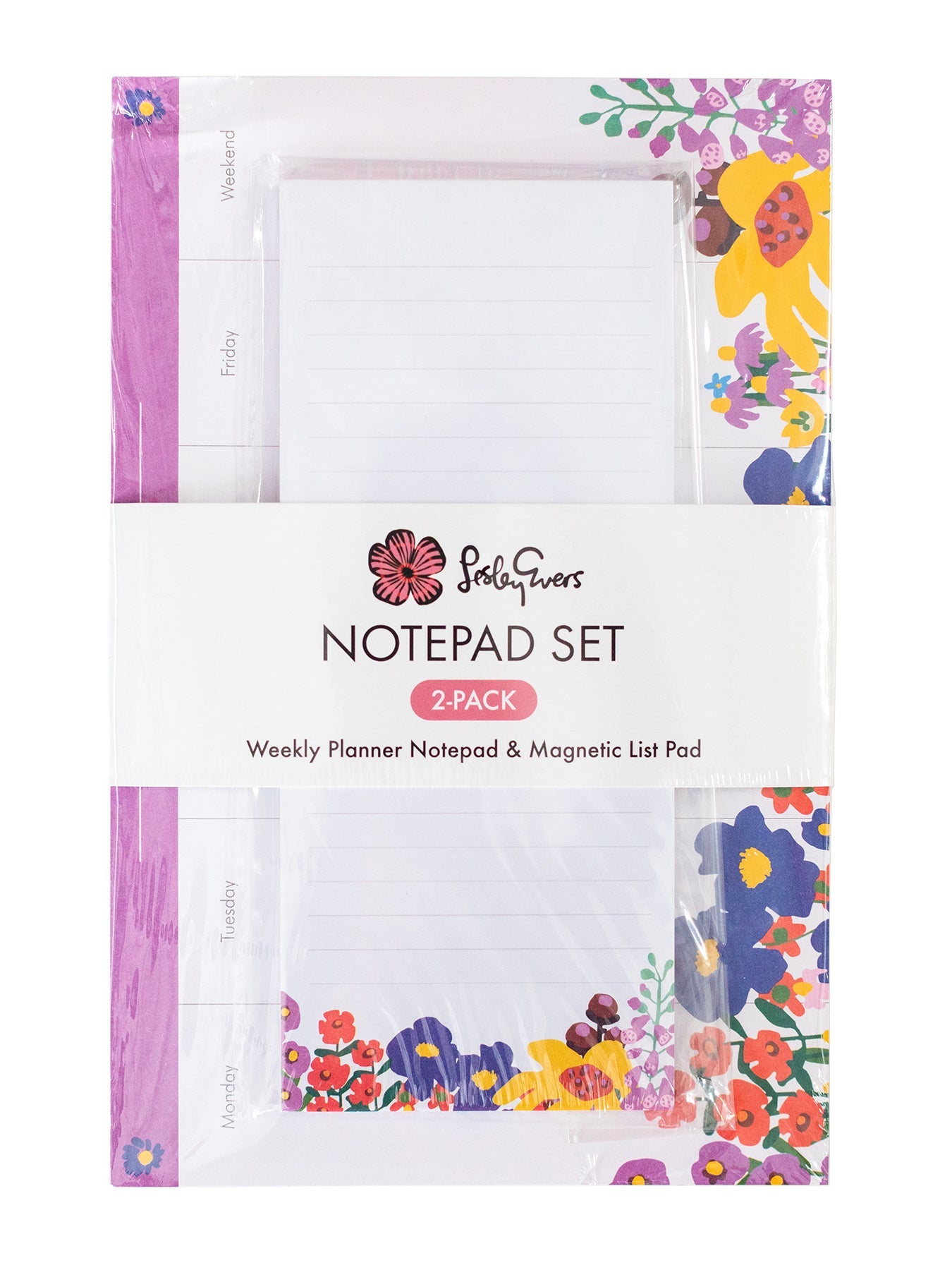 NOTEPAD SET Garden Party Multi - Lesley Evers - A5 - A5 Notebook - daffodils pink and green