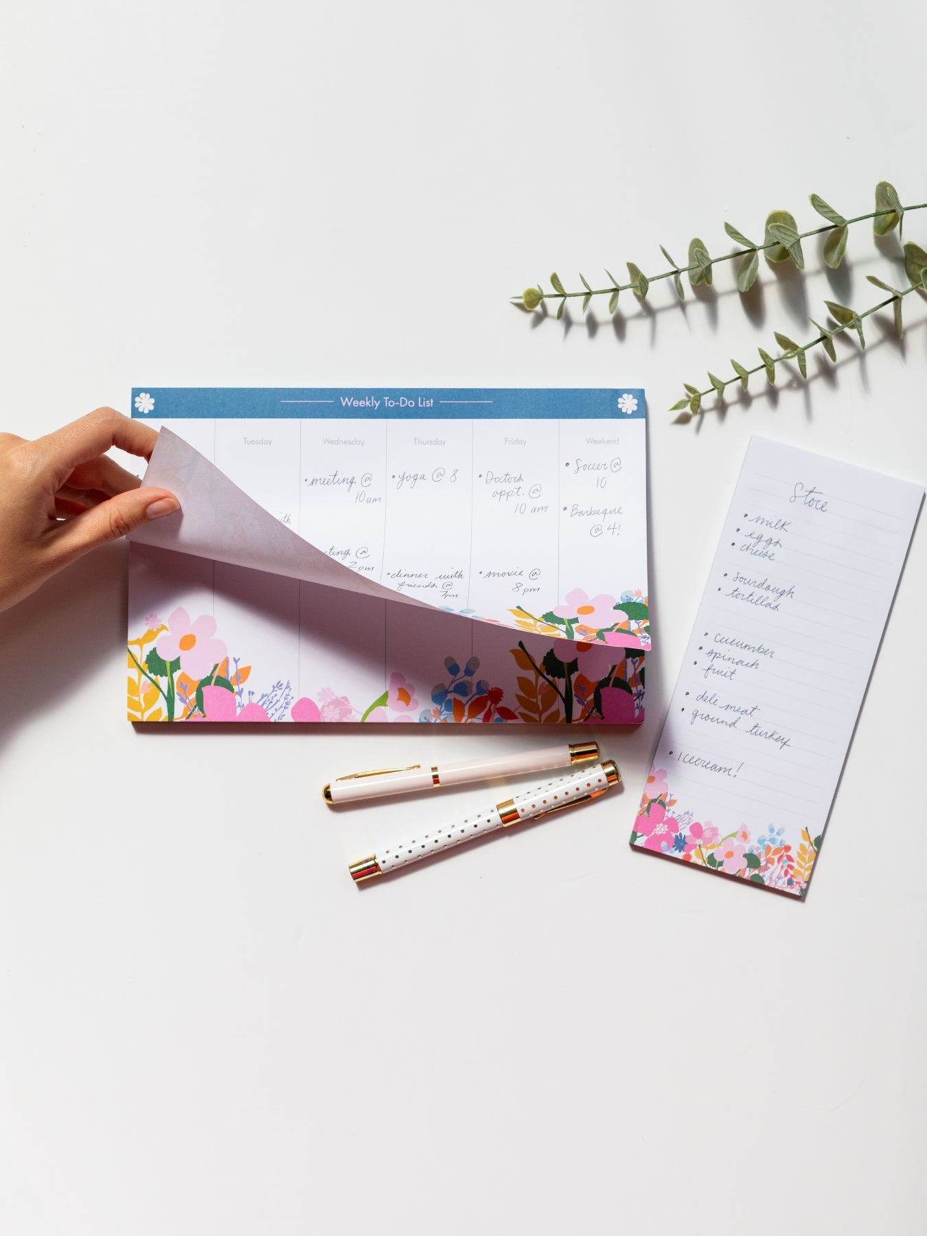 NOTEPAD SET Meadow Flower - Lesley Evers - A5 - A5 Notebook - daffodils pink and green