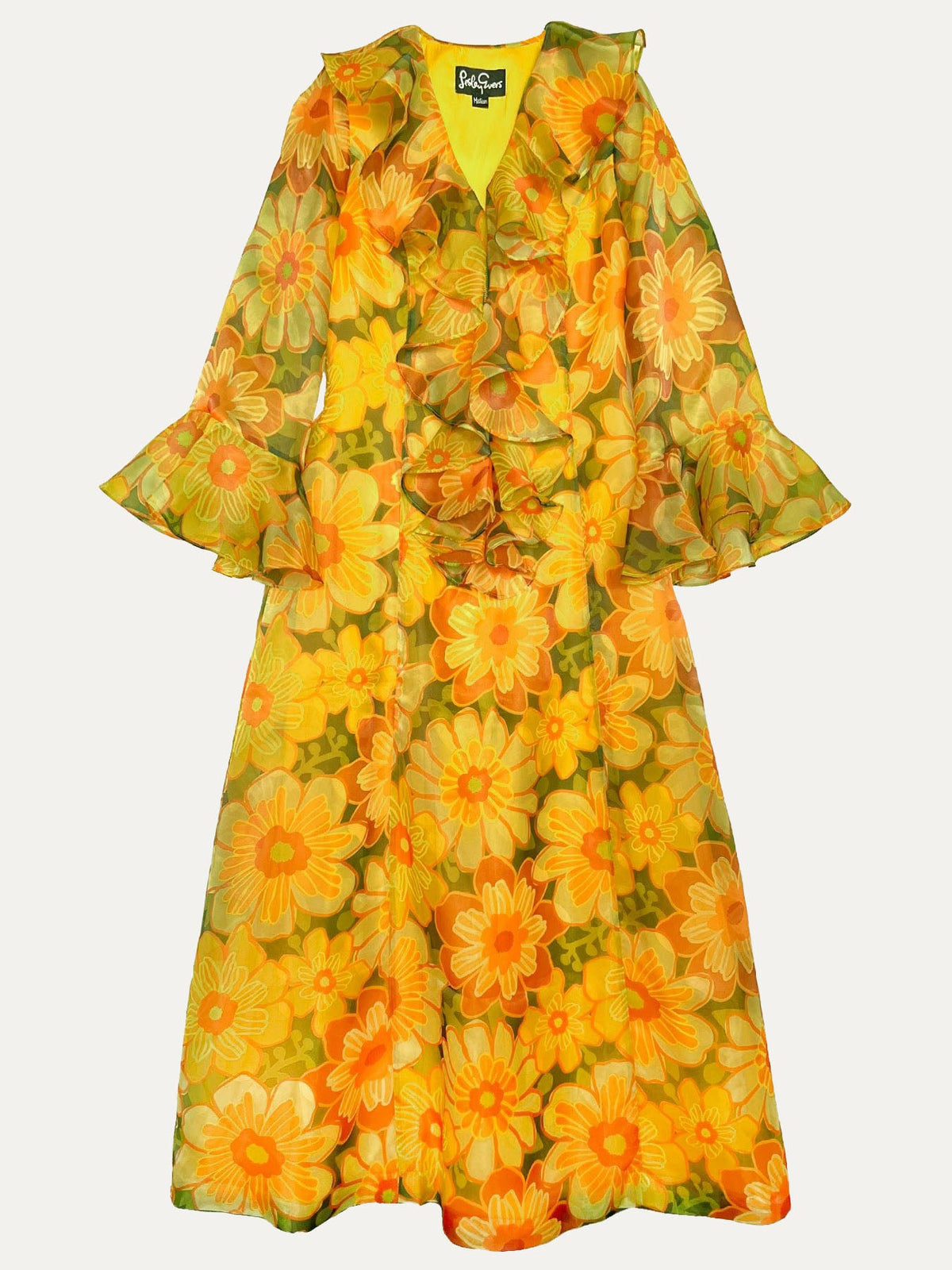 OPHELIA dress Camellia Yellow - Lesley Evers-Dress-gown-Shop