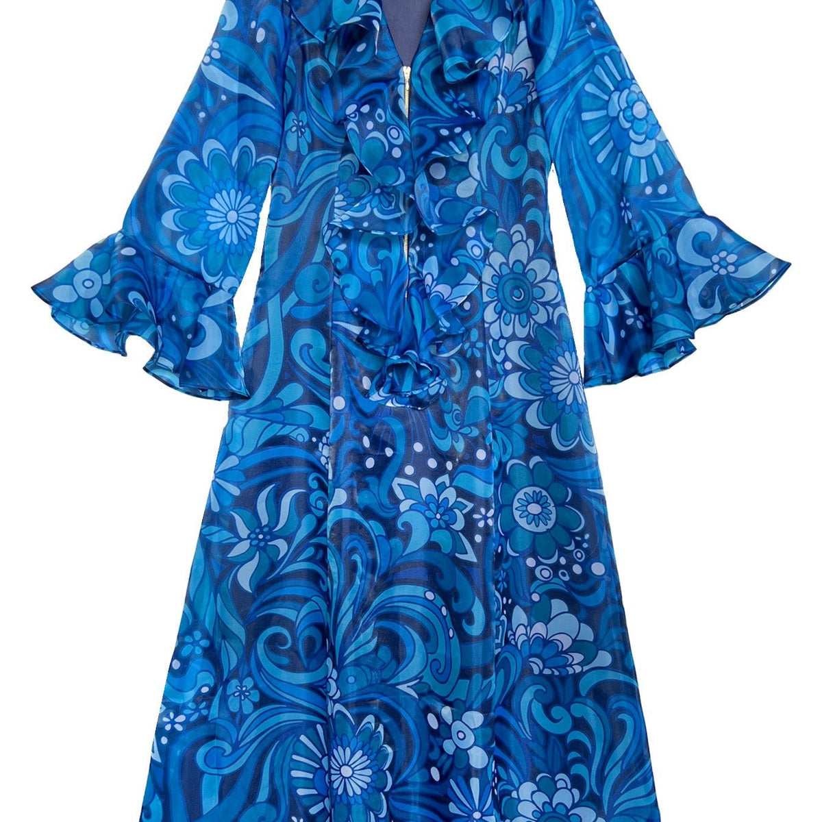 OPHELIA Dress Flowerland Blue Lesley Evers ophelia-dress-flowerland-blue-lesley-evers