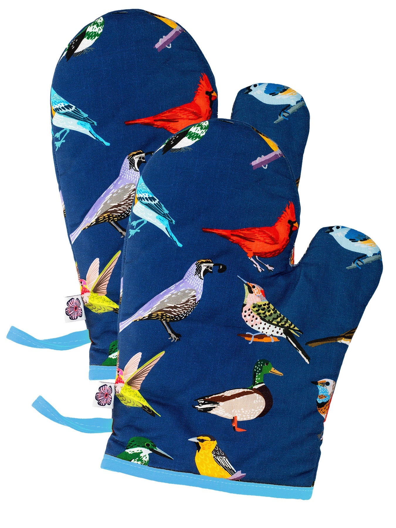 OVEN MITTS set of 2 Birds Navy - Lesley Evers - burgundy - burgundy wave - Giftable