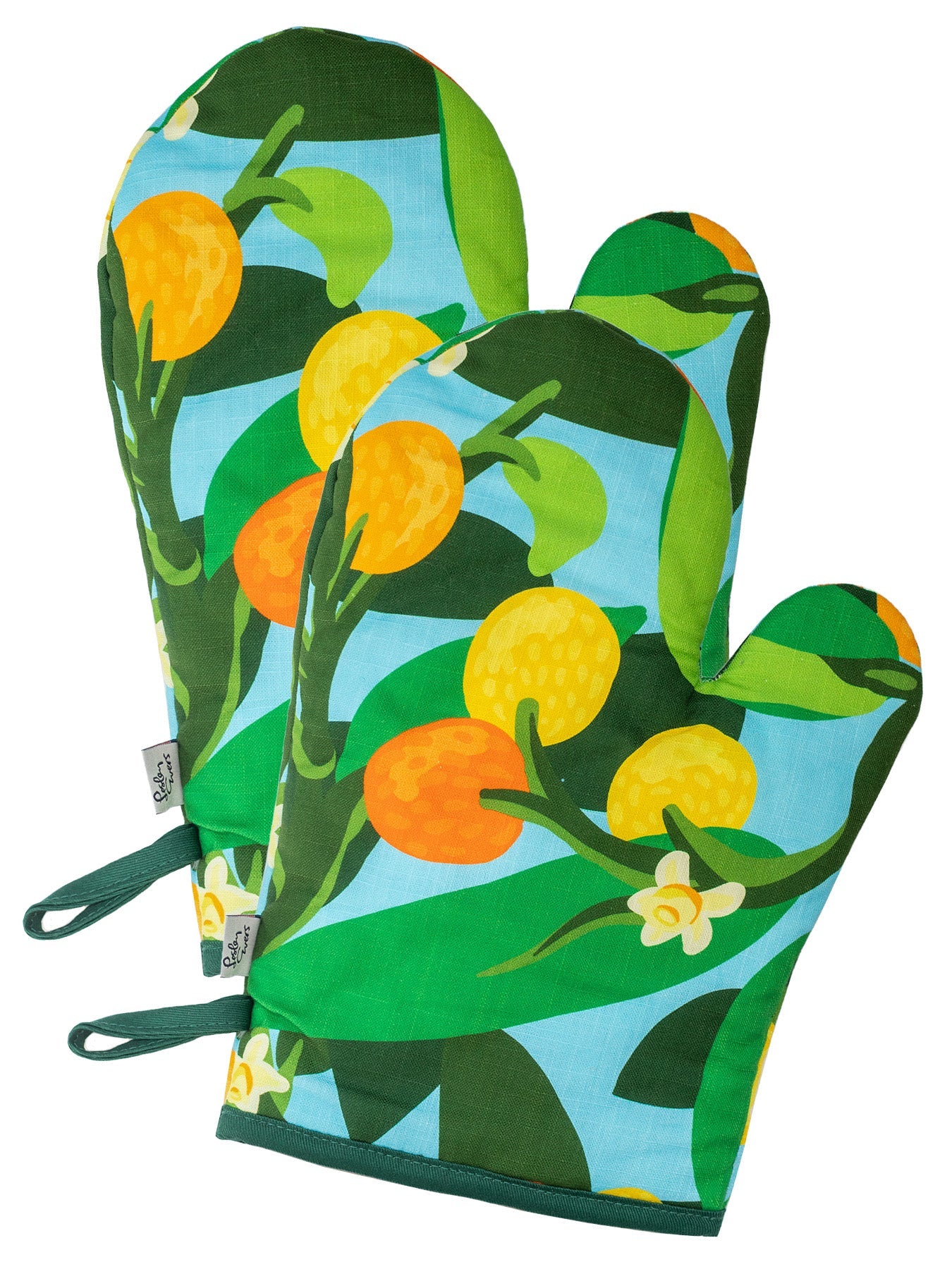 OVEN MITTS set of 2 Kumquats - Lesley Evers - burgundy - burgundy wave - Giftable