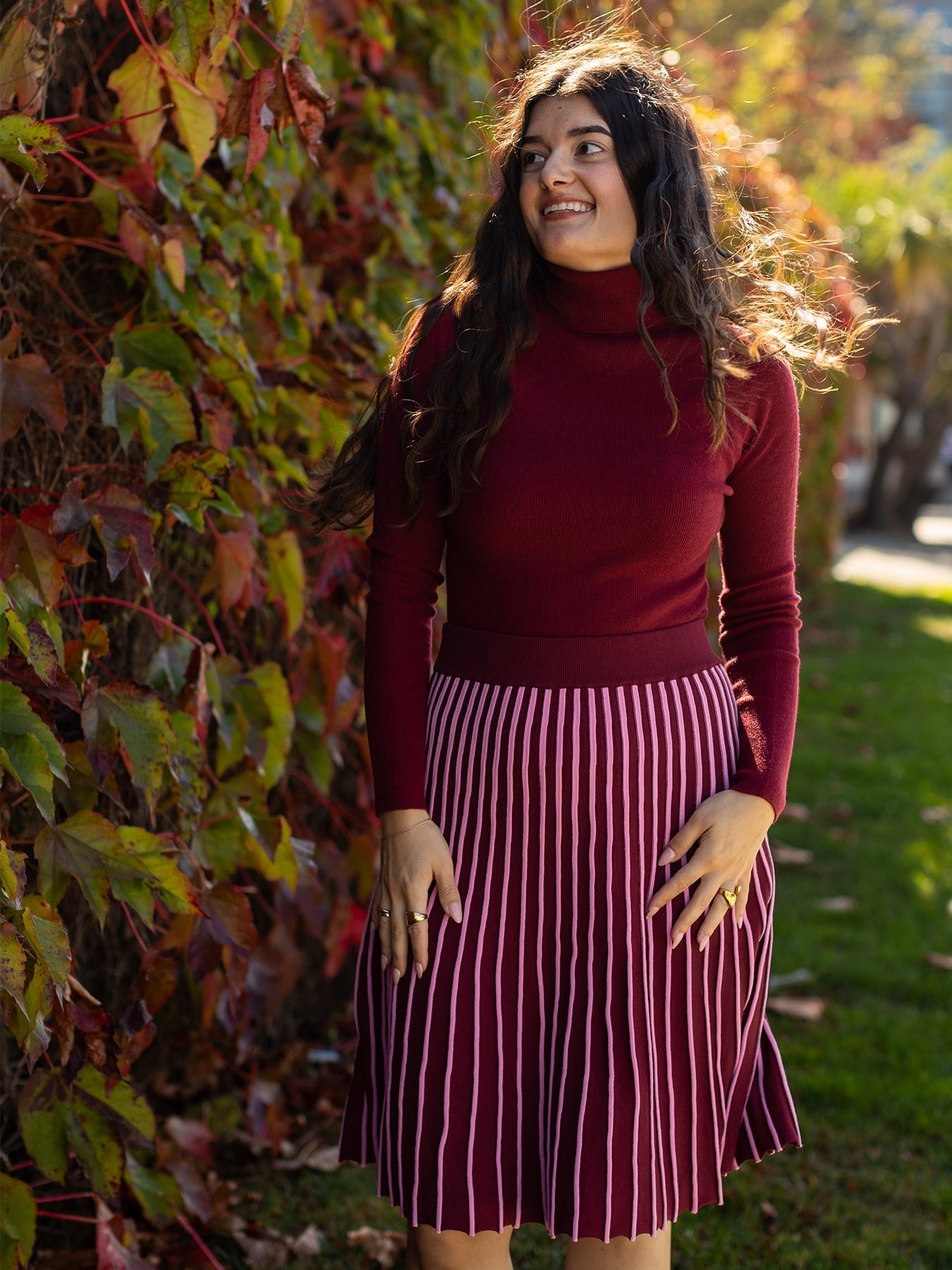 PAULINA turtleneck sweater Burgundy - Lesley Evers - Shop - Shop/All Products - Shop/Separates