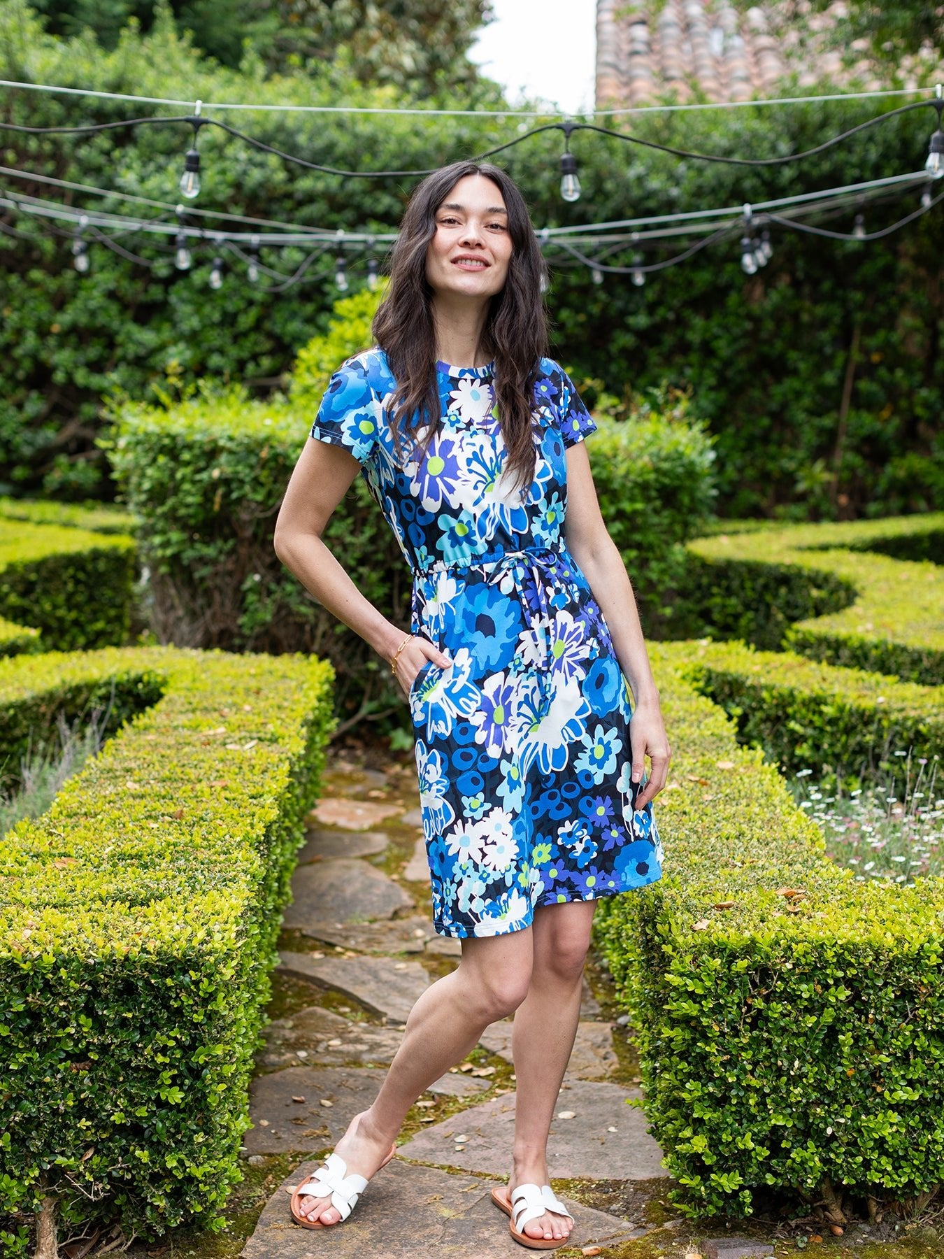 PENNY dress Bouquet Bliss Blue - Lesley Evers - animal - Blue - blue dress