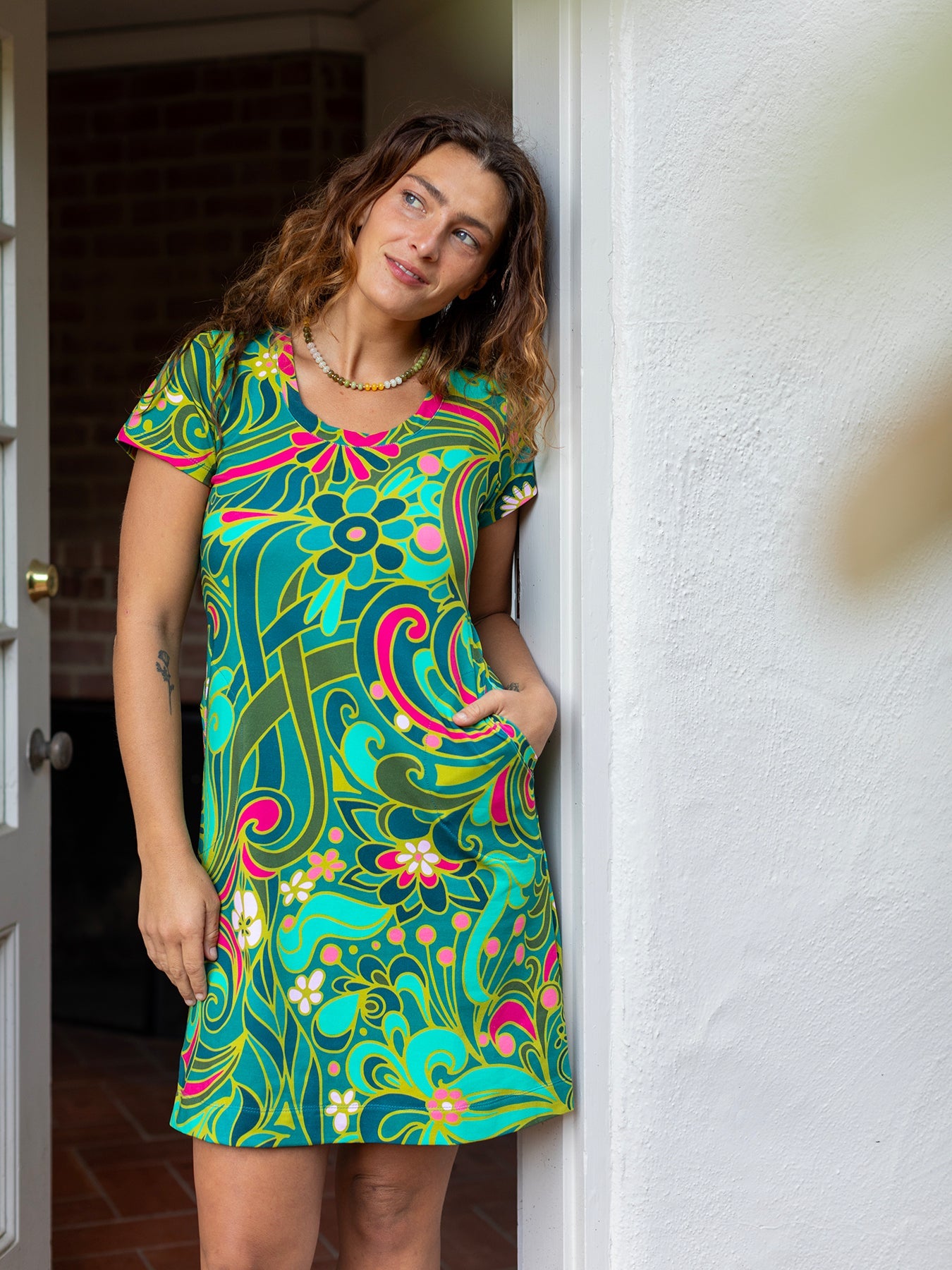 PHOEBE dress Flowerland Green - Lesley Evers - Dress - flowerland - flowerland green