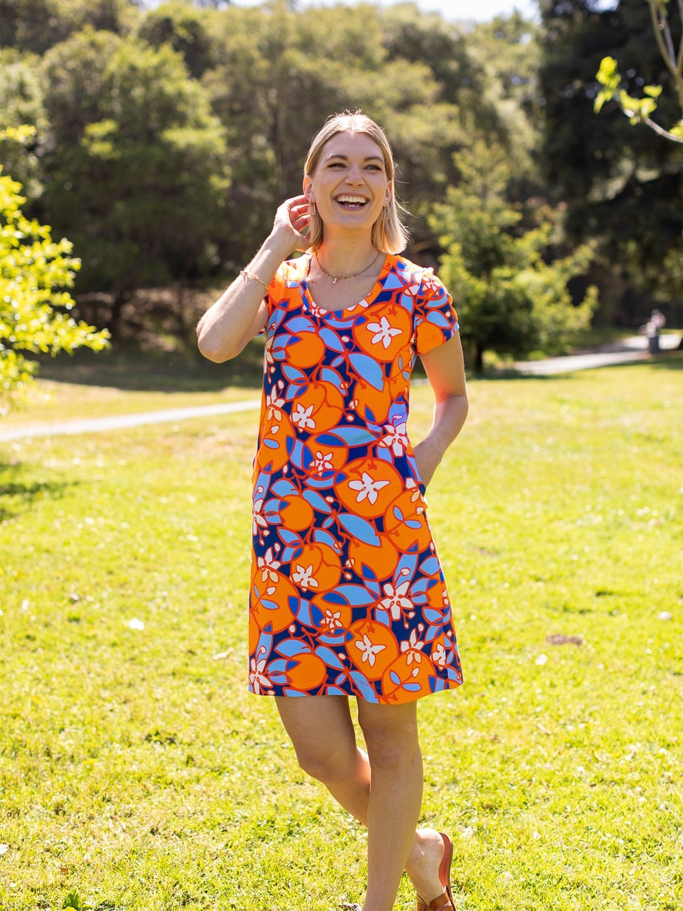 PHOEBE dress Orange Blossoms - Lesley Evers - Dress - nostalgia flower - sale