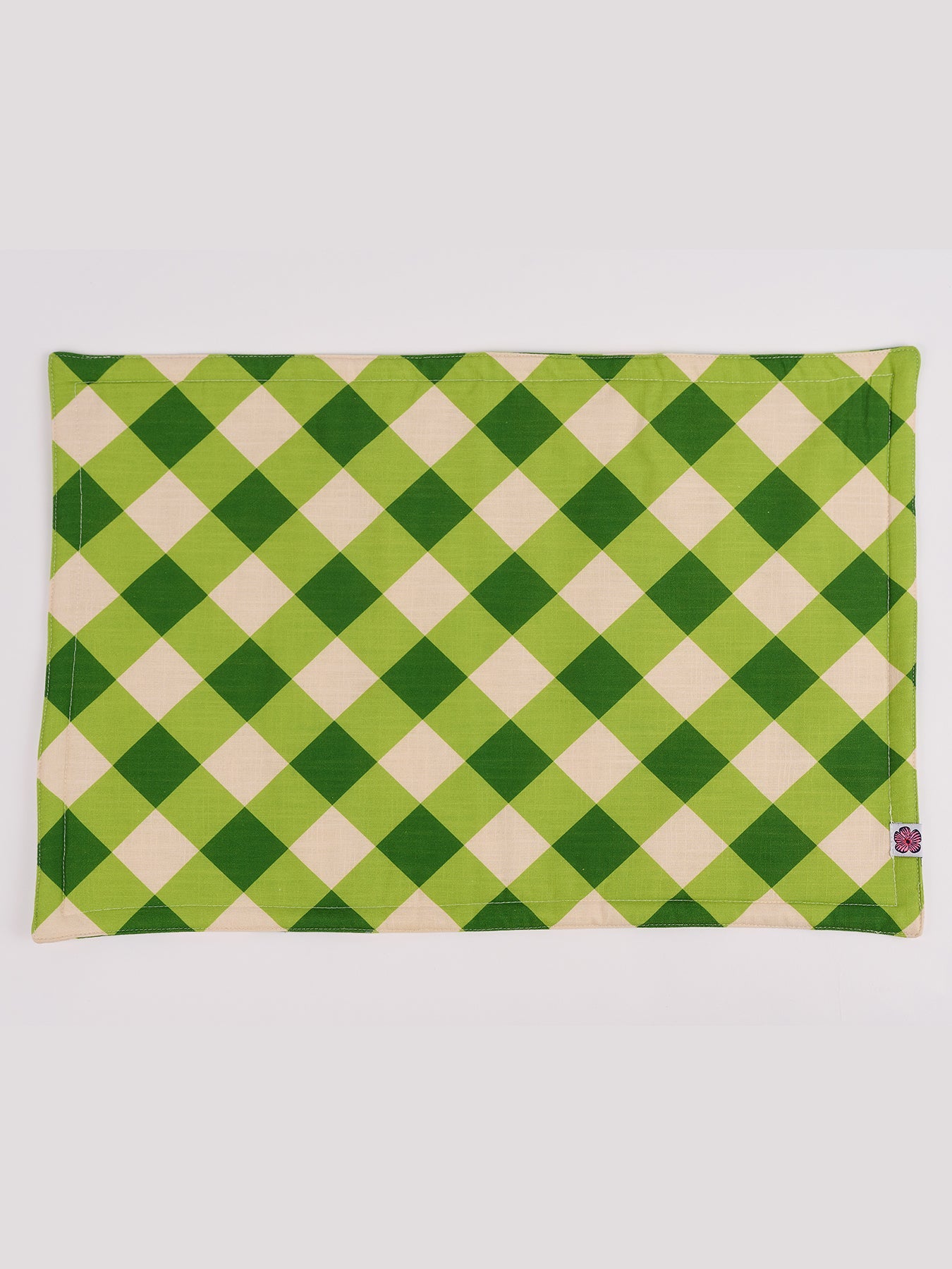 PLACEMATS set of 4 Green Gingham - Lesley Evers-bird-birds-Giftable