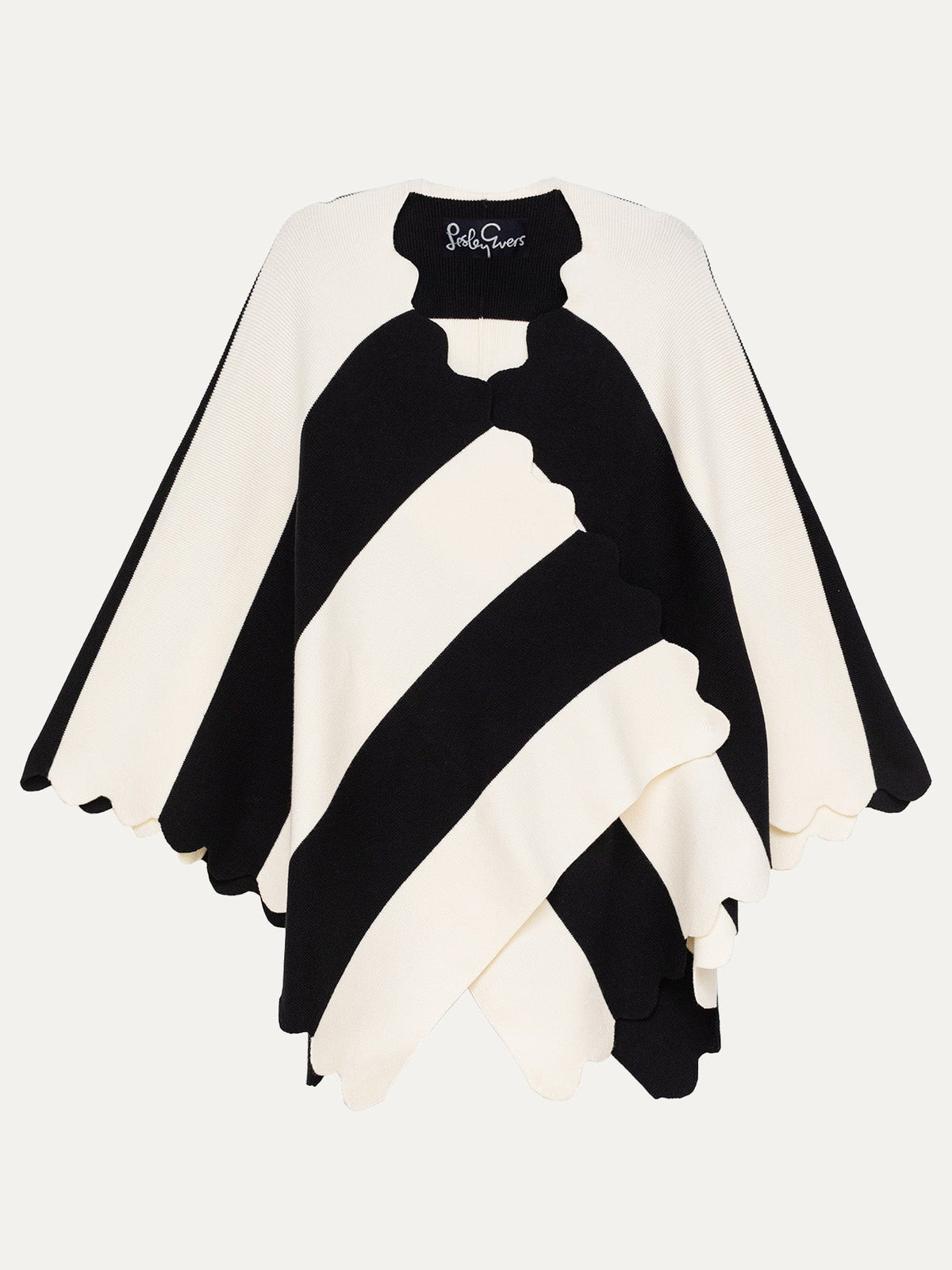 PORTIA cape Black and Ivory Stripe - Lesley Evers-Accessories-cape-cardigan