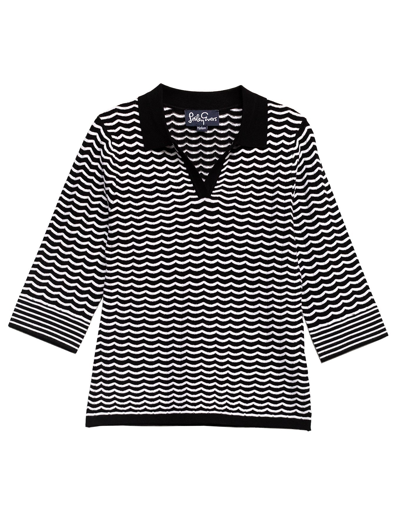 REMI knit top Black and White Scallop - Lesley Evers - knit - knitwear - Shop