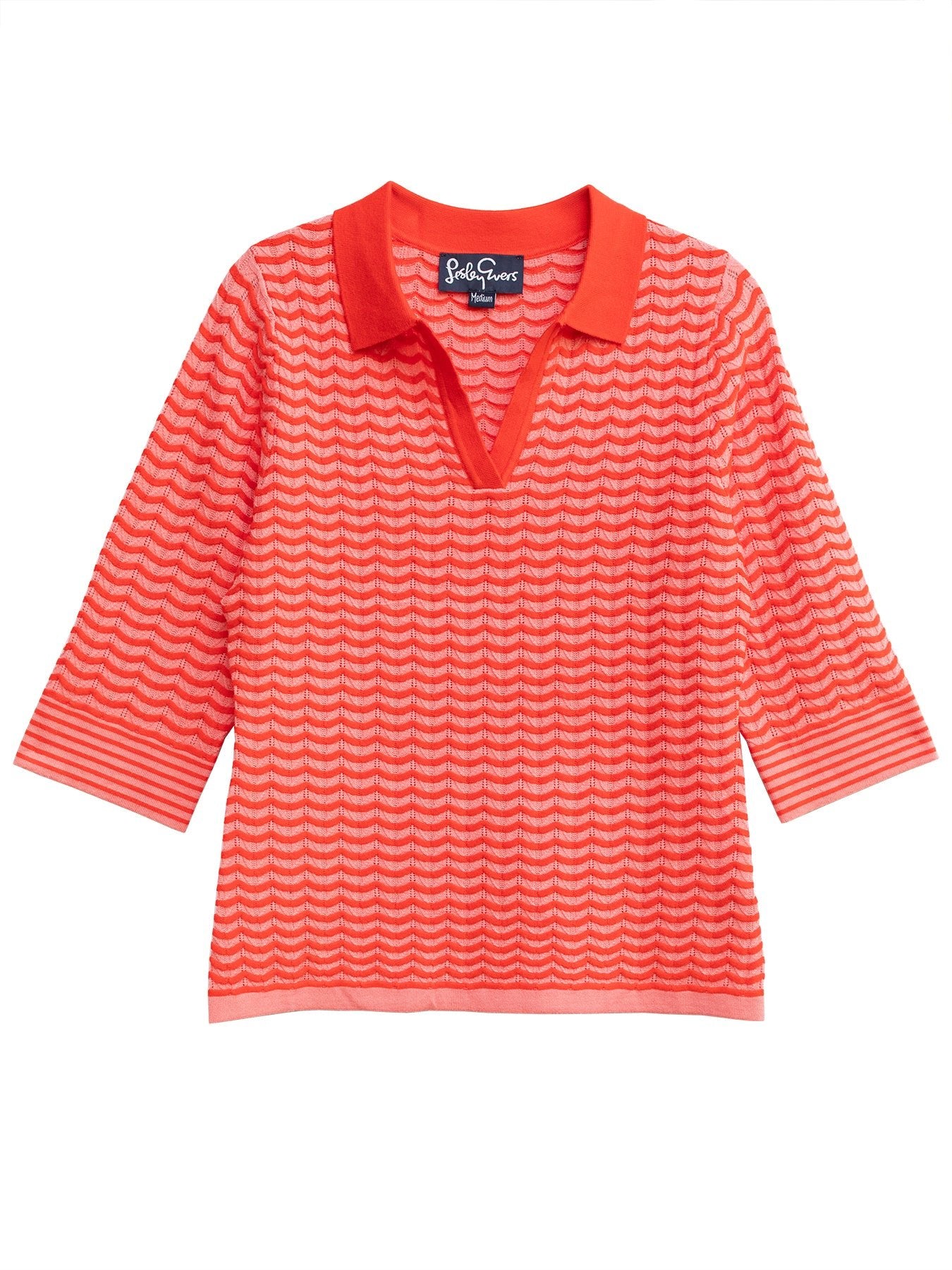 REMI knit top Pink and Red Scallop - Lesley Evers - knit - knitwear - Shop