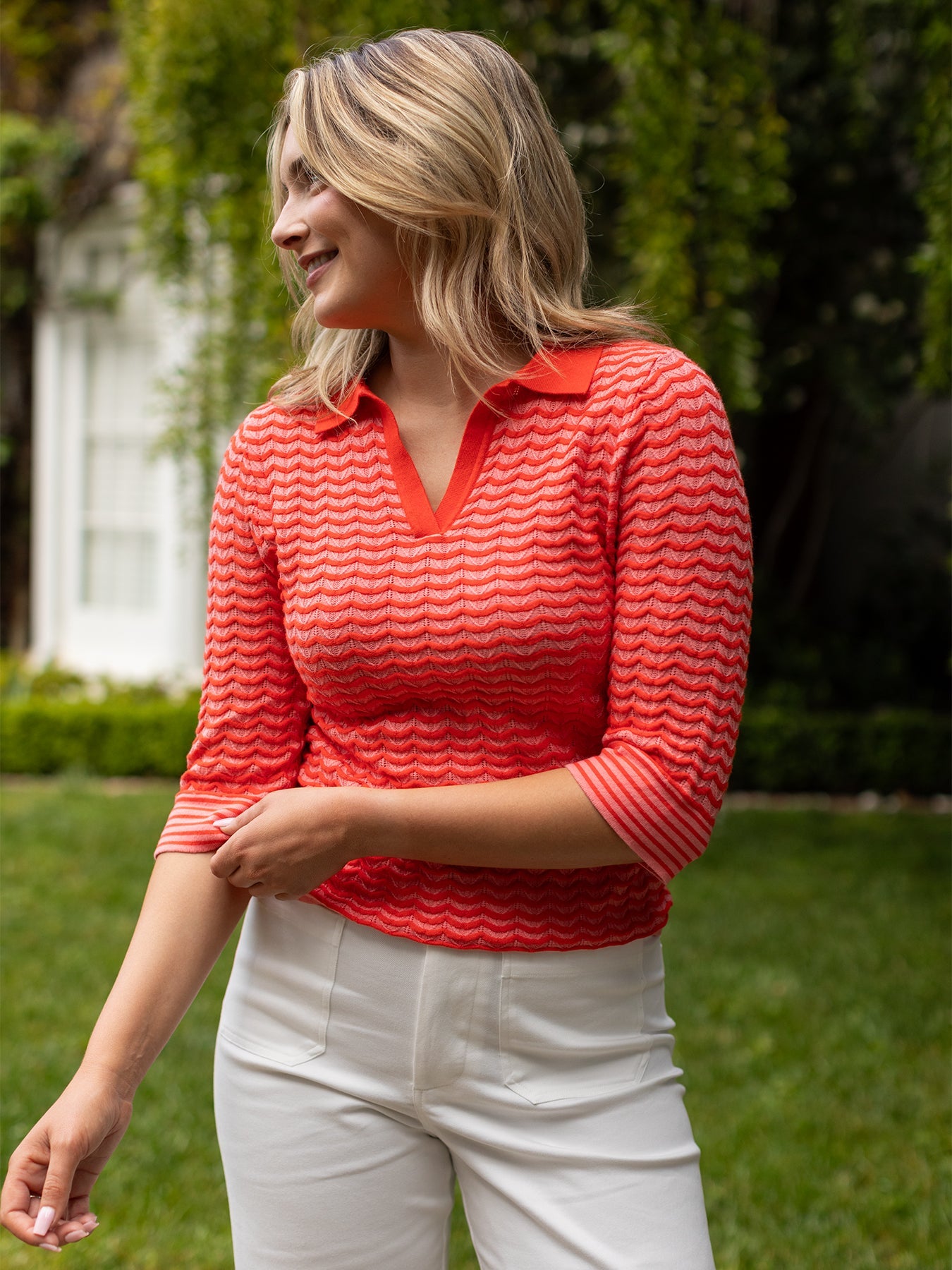 REMI knit top Pink Scallop - Lesley Evers - knit - knitwear - Shop