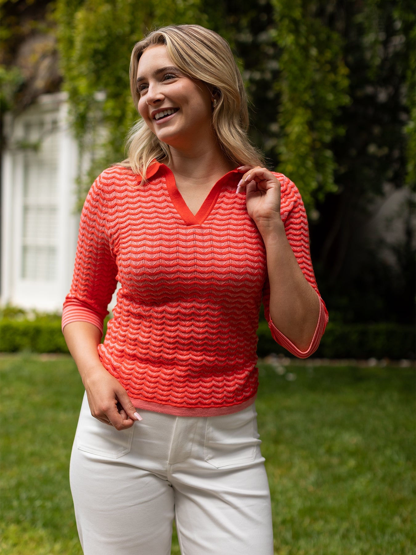 REMI knit top Pink Scallop - Lesley Evers - knit - knitwear - Shop