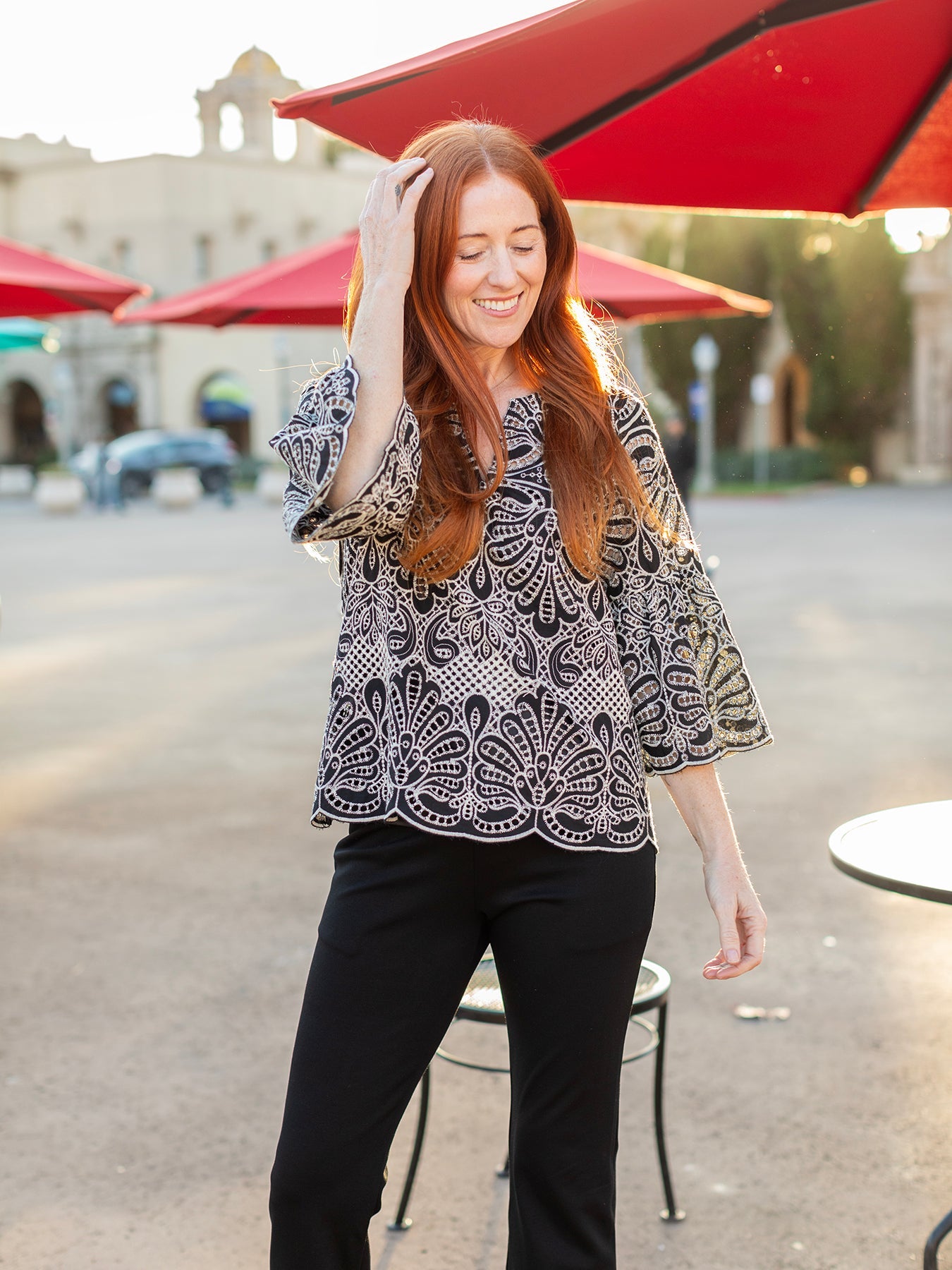 ROSALIE blouse Black Eyelet - Lesley Evers - Shop - Shop/All Products - Shop/Separates