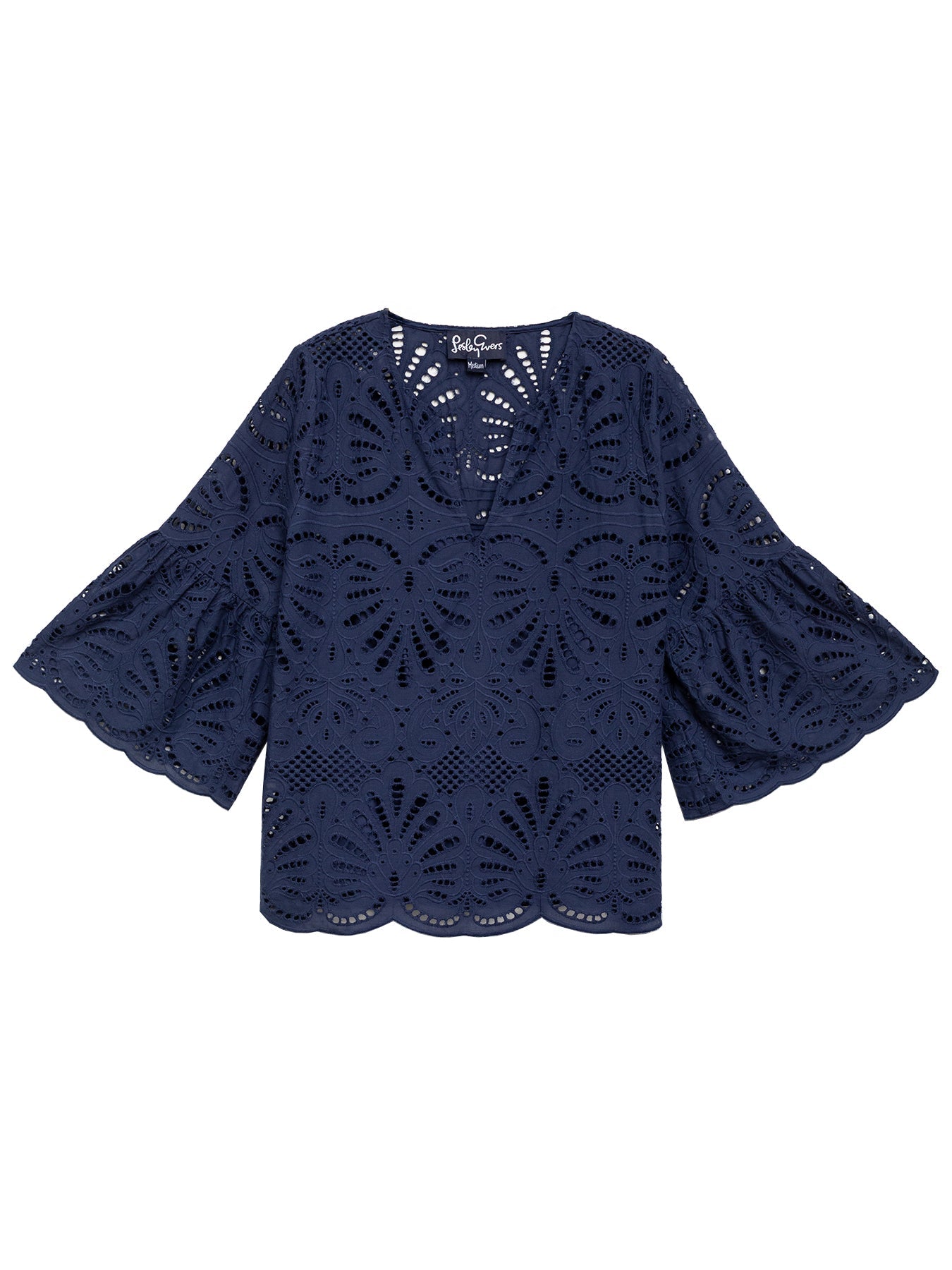 ROSALIE blouse Navy Eyelet - Lesley Evers - Shop - Shop/All Products - Shop/Separates