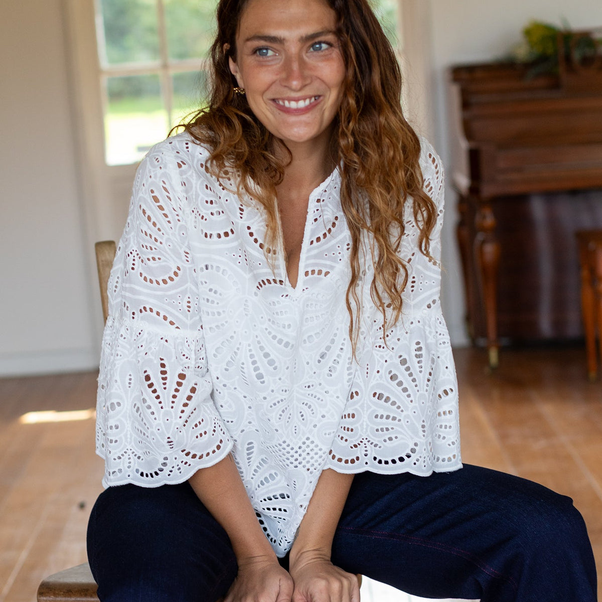 ROSALIE blouse White Eyelet – Lesley Evers