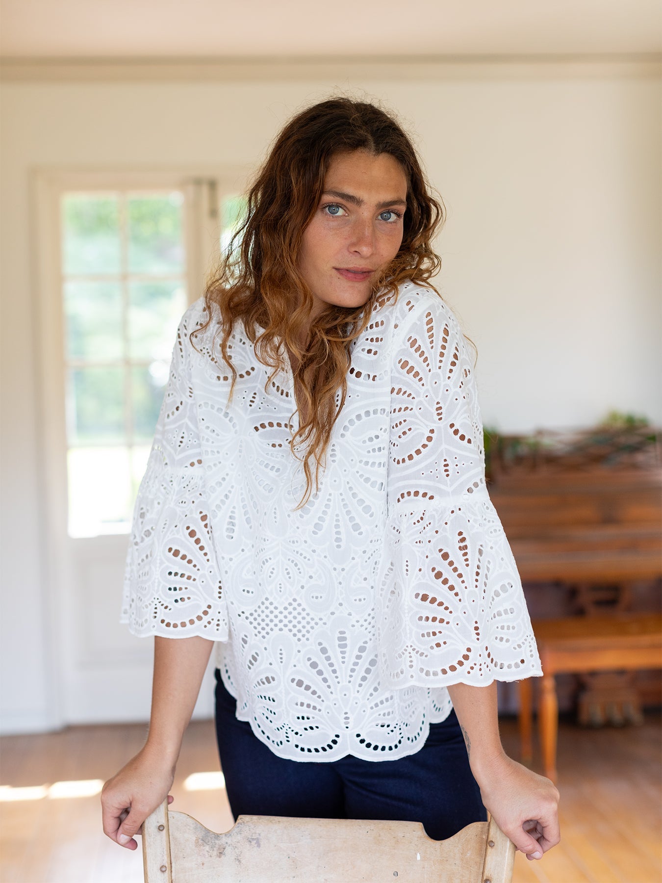 ROSALIE blouse White Eyelet - Lesley Evers - Shop - Shop/All Products - Shop/Separates