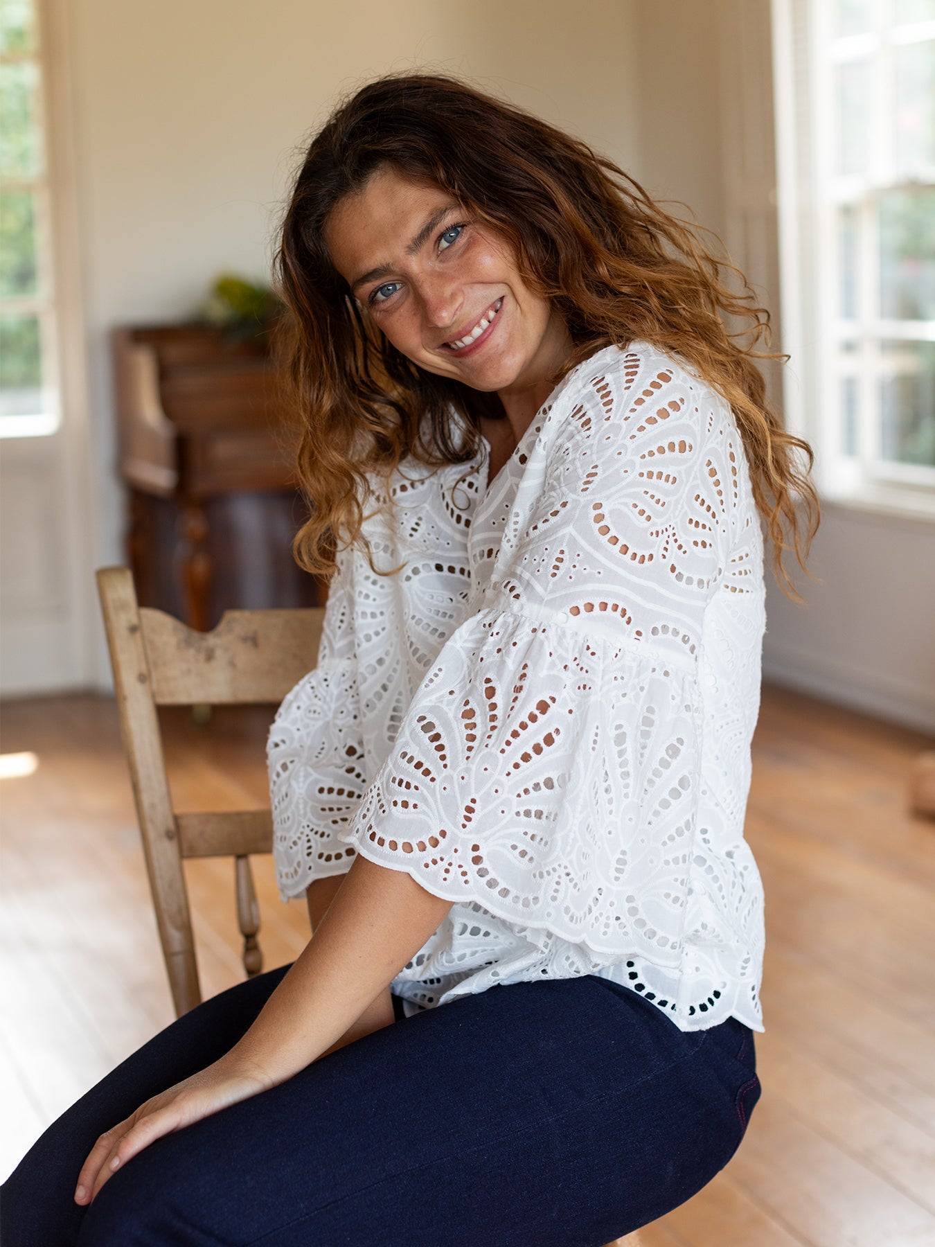 ROSALIE blouse White Eyelet - Lesley Evers - Shop - Shop/All Products - Shop/Separates