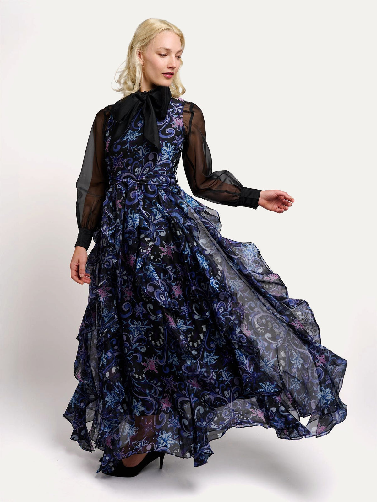ROSALIND dress Lily Bouquet Purple - Lesley Evers-Dress-formal-gown