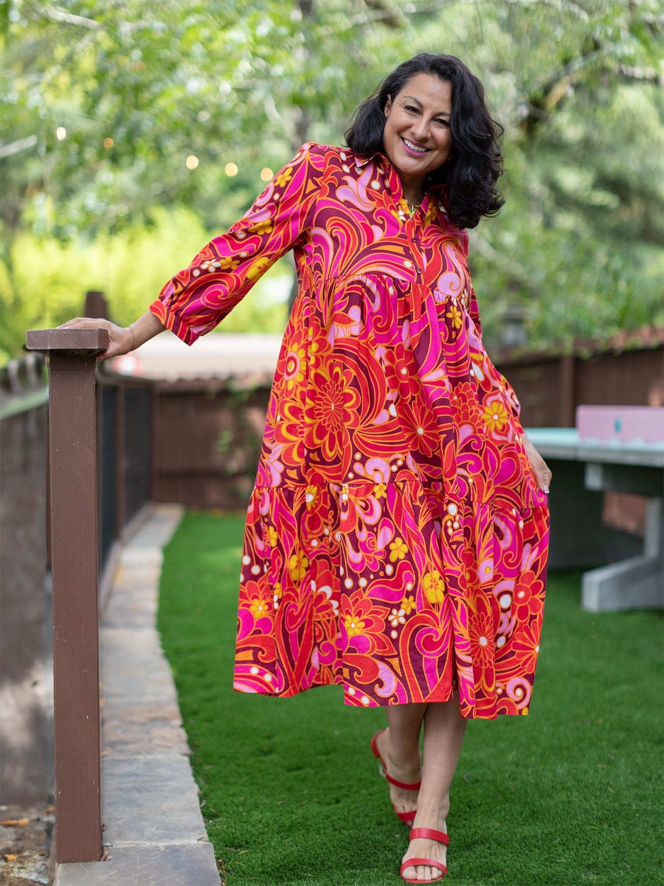 ワンピース Riu flower&marble dress Watercolor Hibiscus Purple Button Front Tank Dress – Paradise Found