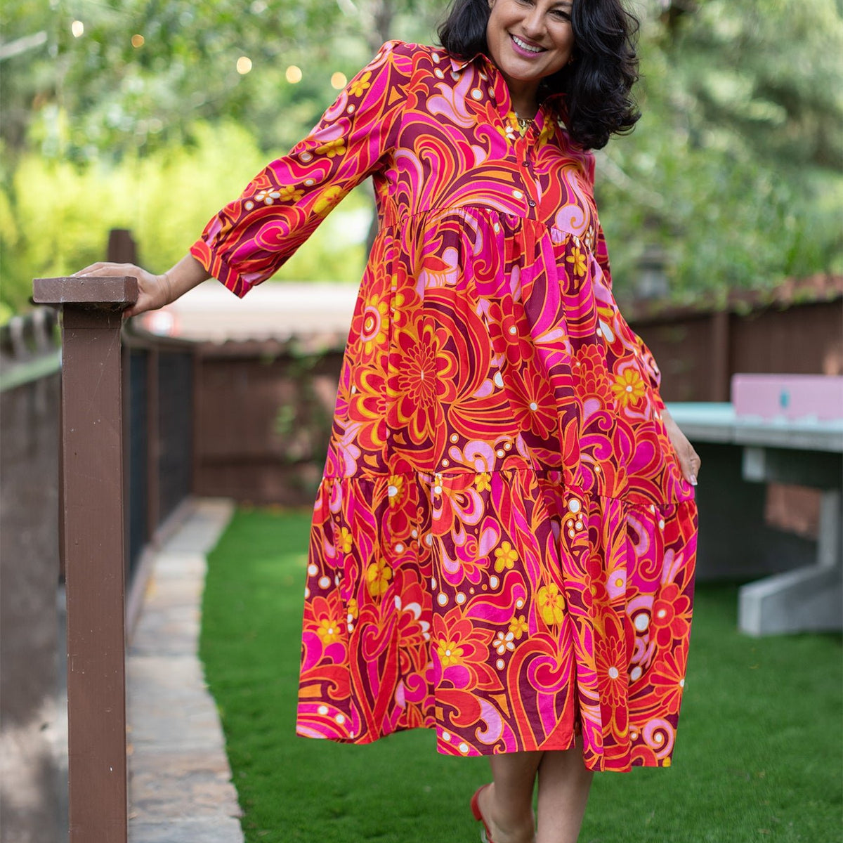 RUTHIE dress Flowerland Pink – Lesley Evers