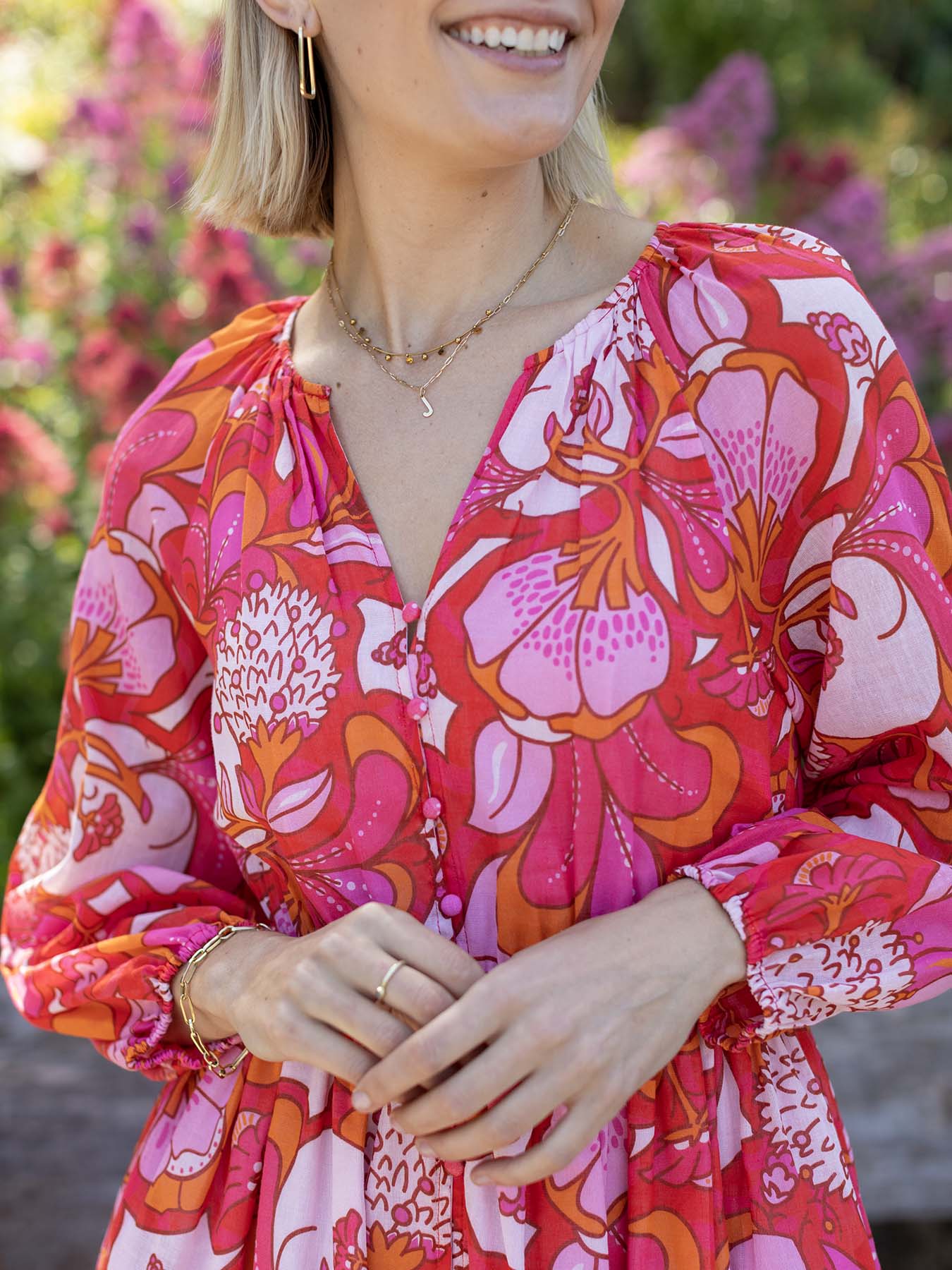 SABINE dress Flourish Pink - Lesley Evers - Sabine - Shop - Shop/All Products