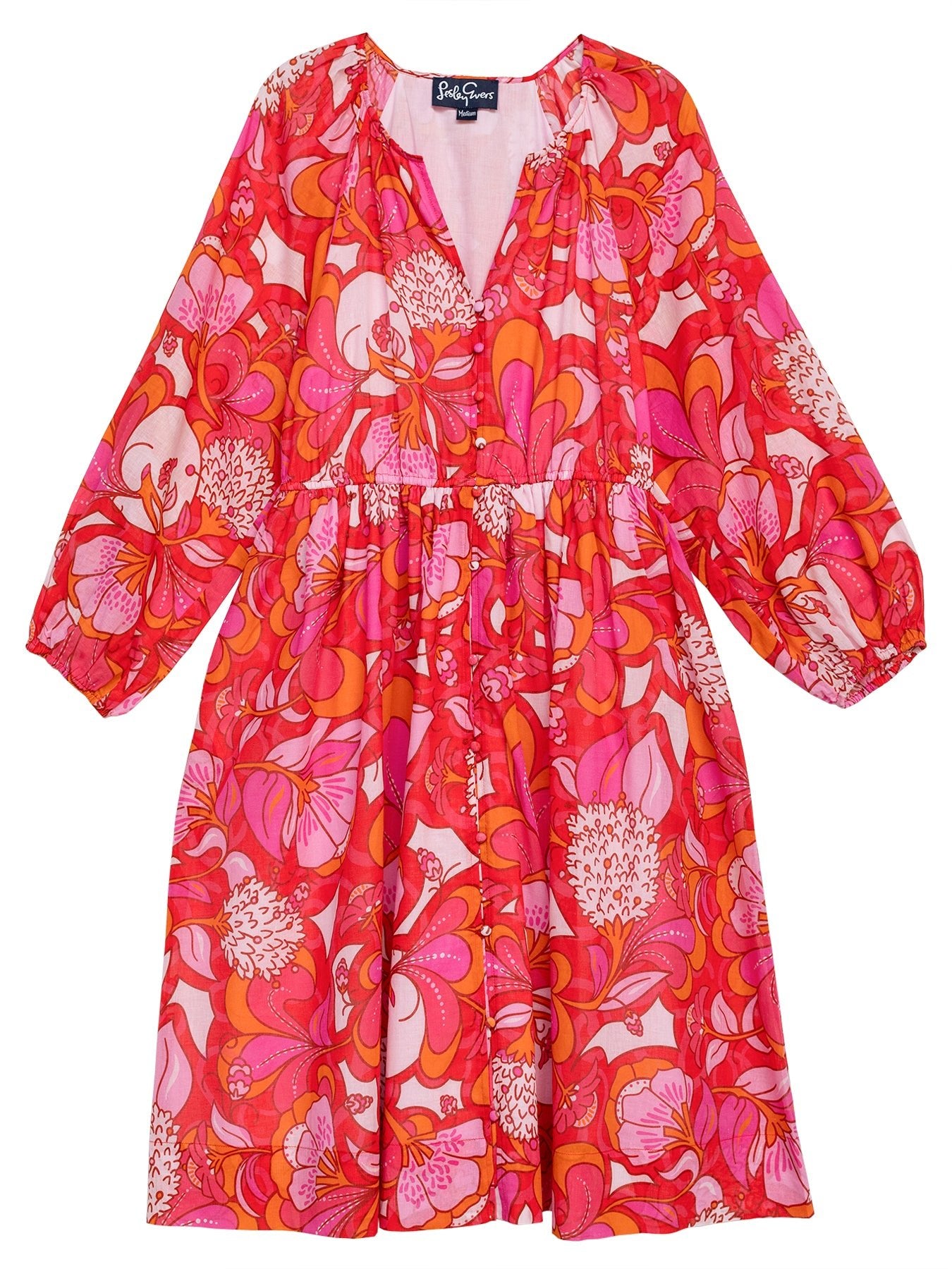 SABINE dress Flourish Pink - Lesley Evers - Sabine - Shop - Shop/All Products