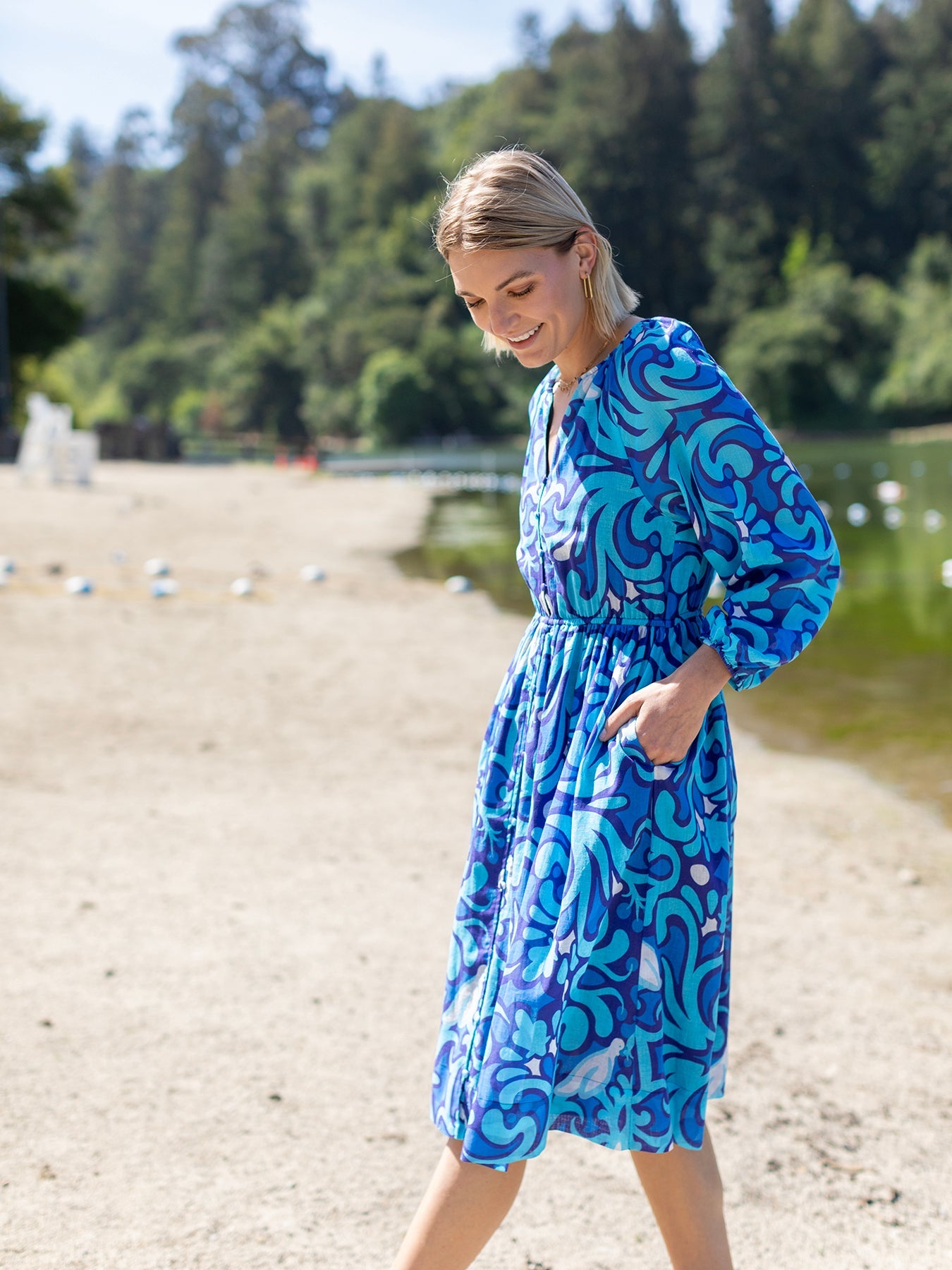 SABINE dress Perched Blue - Lesley Evers - Sabine - Shop - Shop/All Products