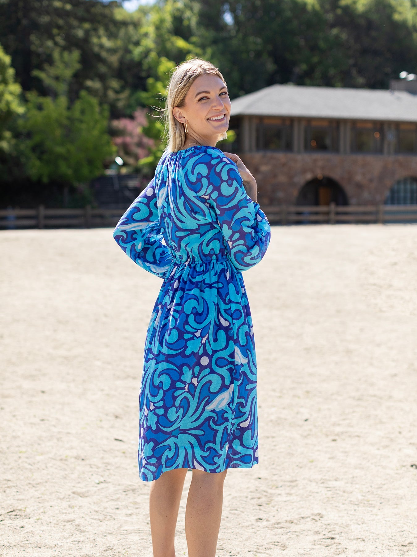 SABINE dress Perched Blue - Lesley Evers - Sabine - Shop - Shop/All Products