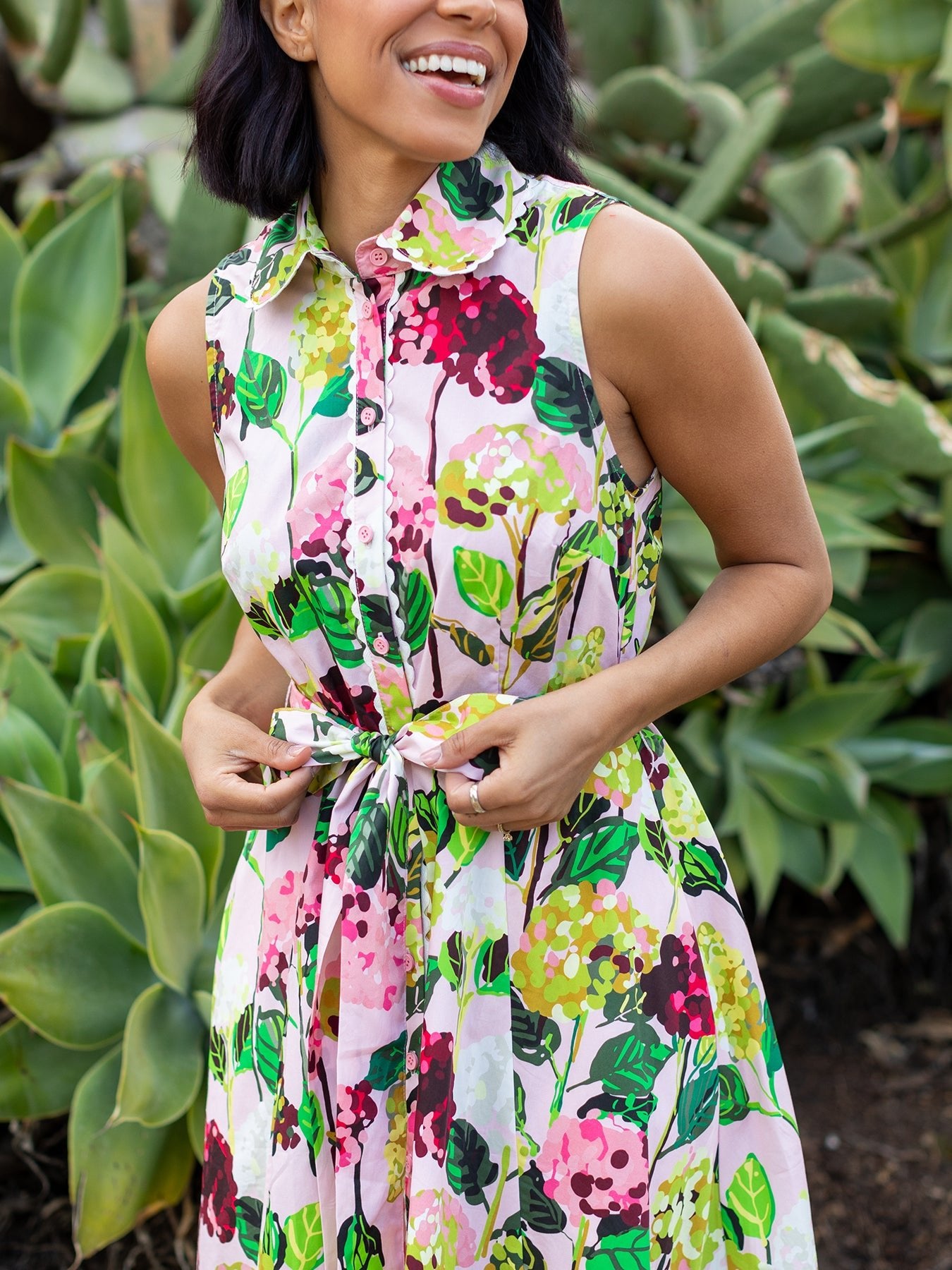 SARAH dress Hydrangea Pink - Lesley Evers - cotton dress - Dress - Printed Dress