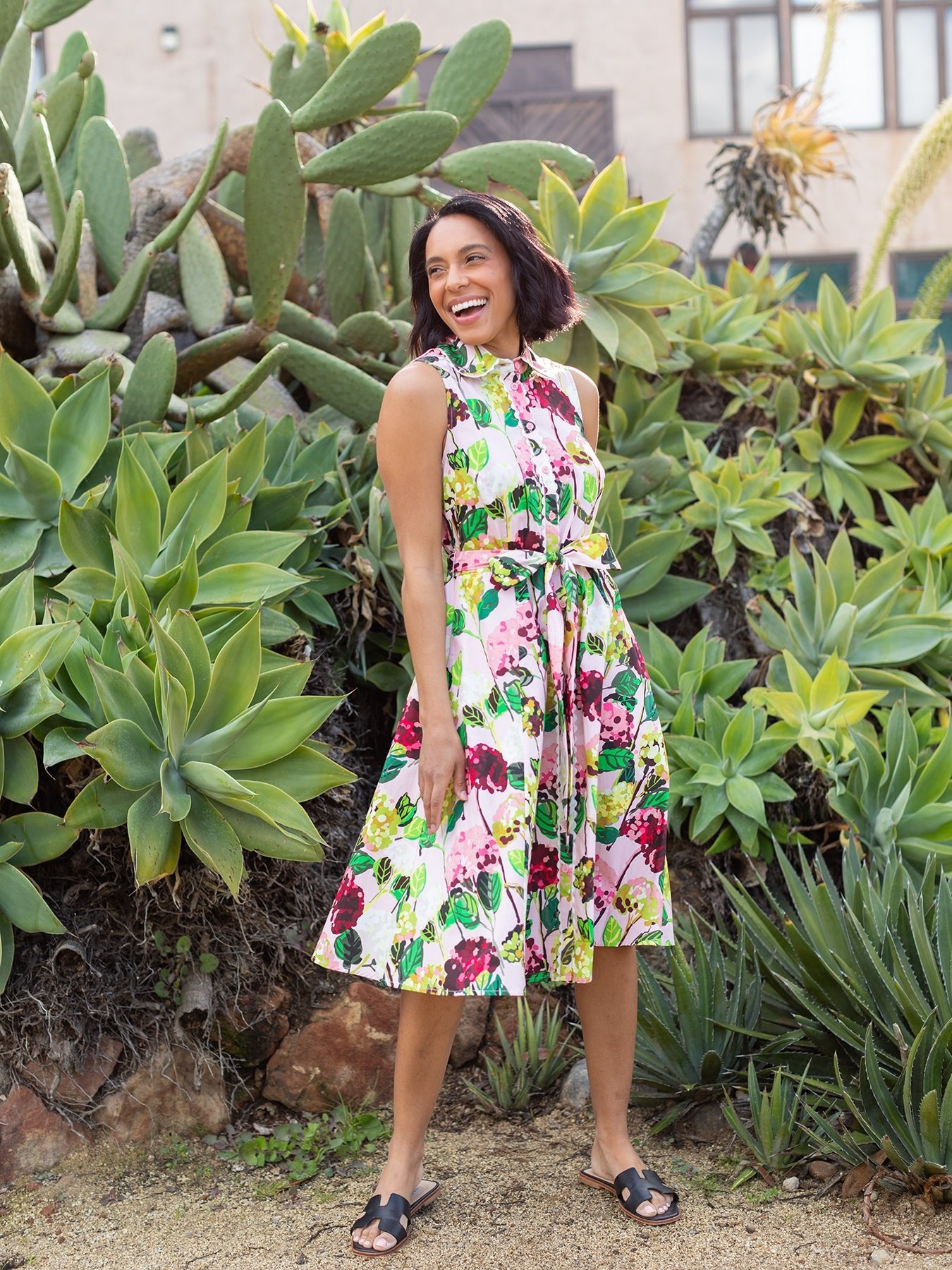 SARAH dress Hydrangea Pink - Lesley Evers - cotton dress - Dress - Printed Dress