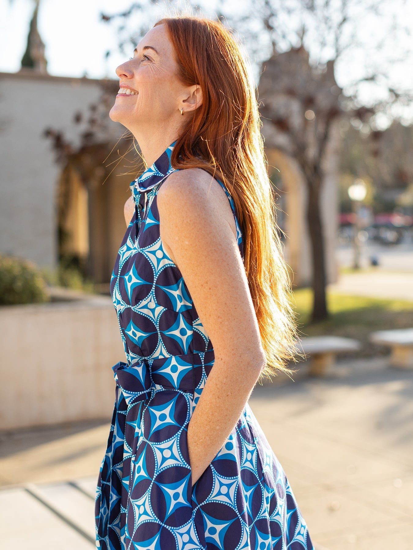 SARAH dress North Star Navy - Lesley Evers - cotton dress - Dress - Printed Dress