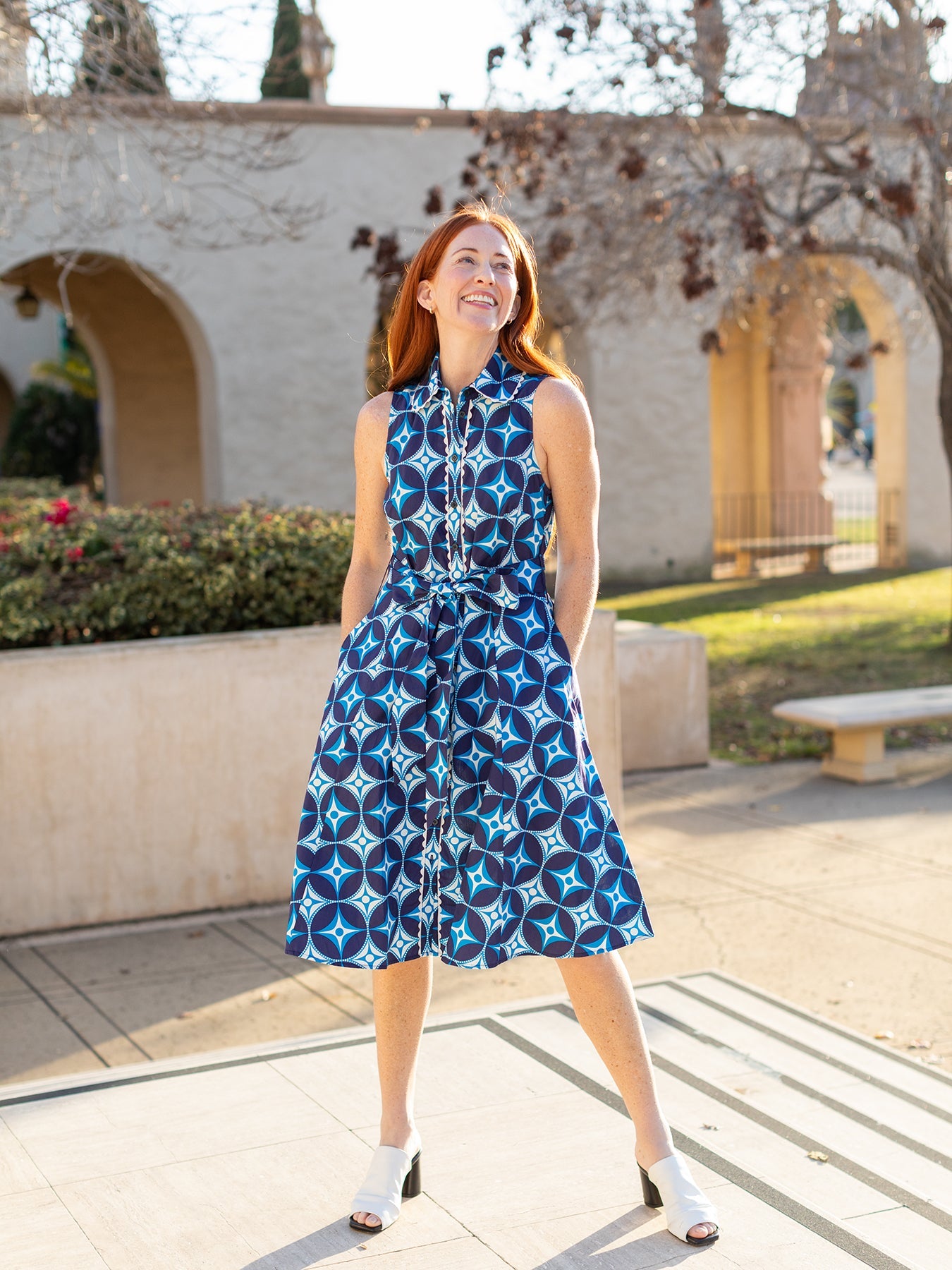 SARAH dress North Star Navy - Lesley Evers - cotton dress - Dress - Printed Dress