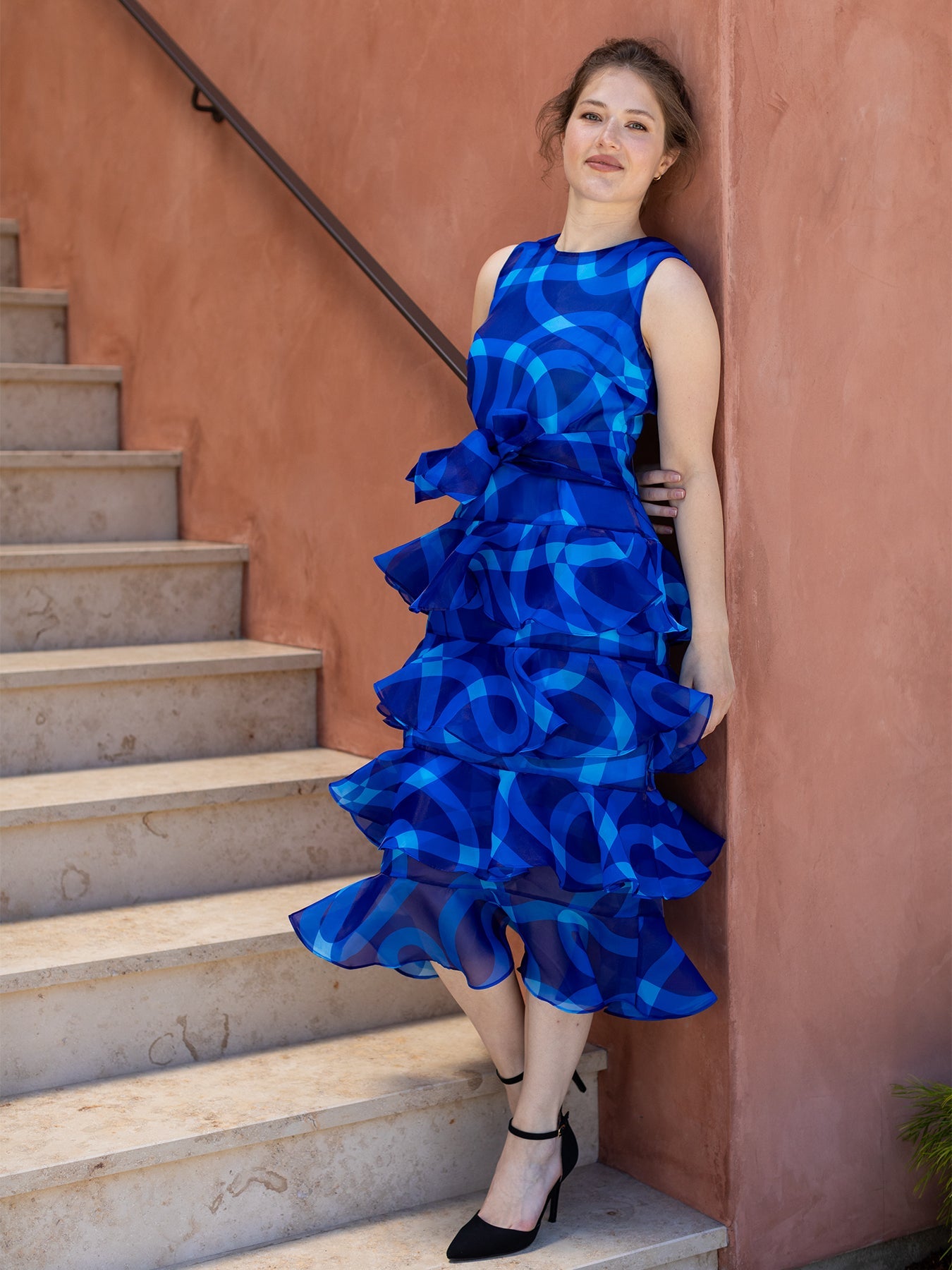 SASHA dress Ribbon Blue - Lesley Evers - Dress - Shop - Shop/All Products