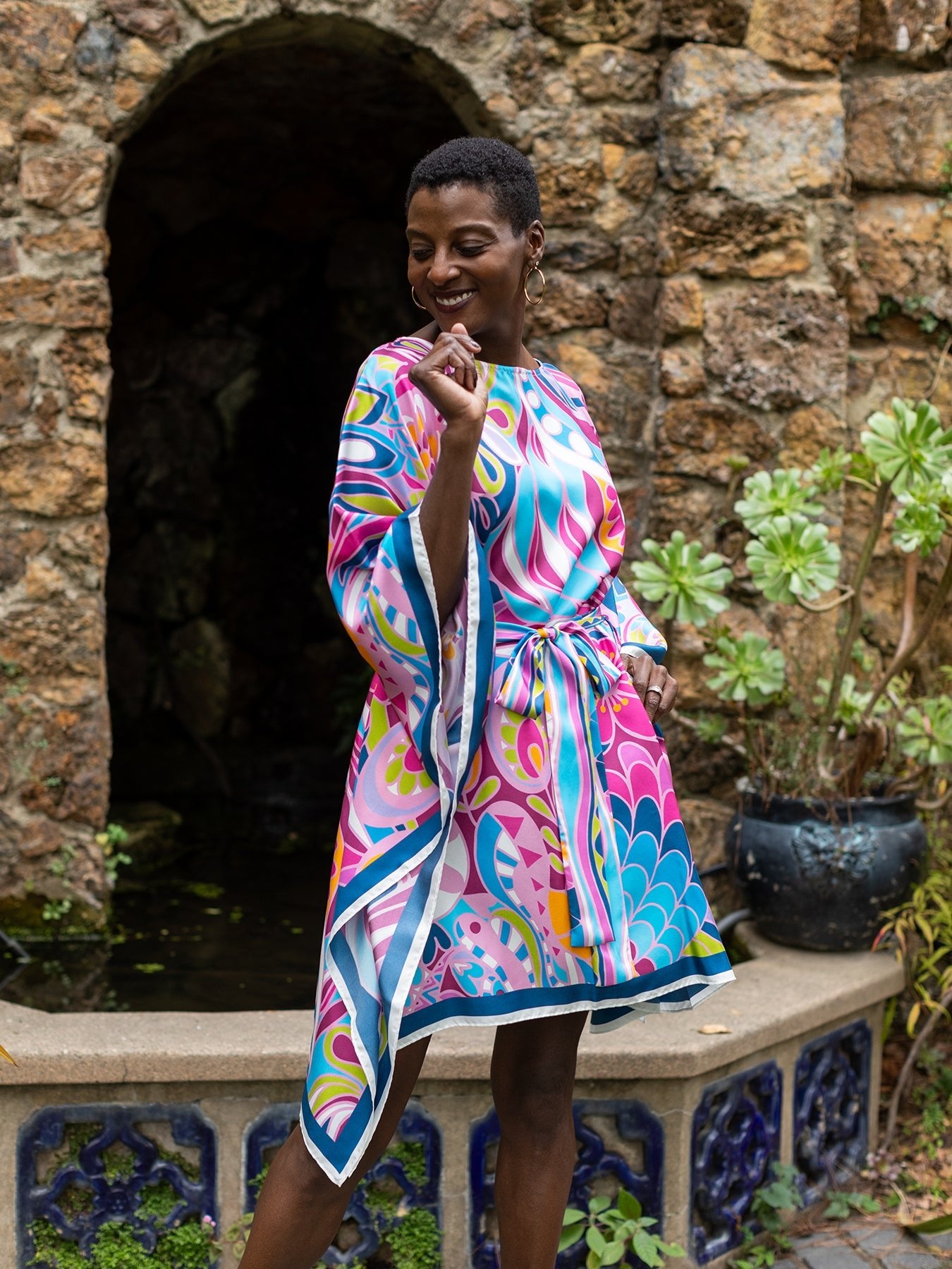 SERENA silk caftan Shakalaka Lilac - Lesley Evers - chic silk - lavendar - lavender