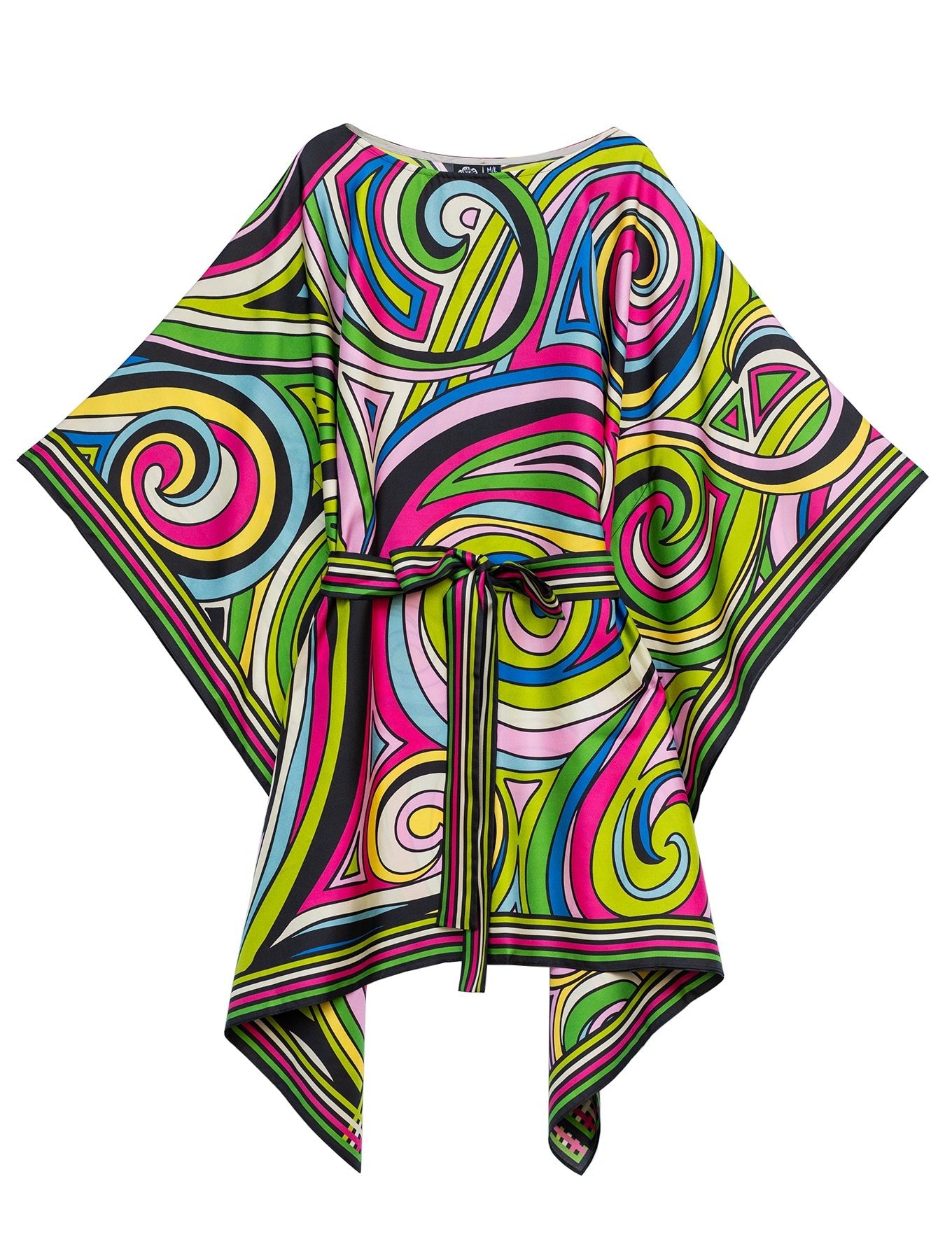 SERENA silk caftan Swirl - Lesley Evers - chic silk - flowerland - flowerland blue