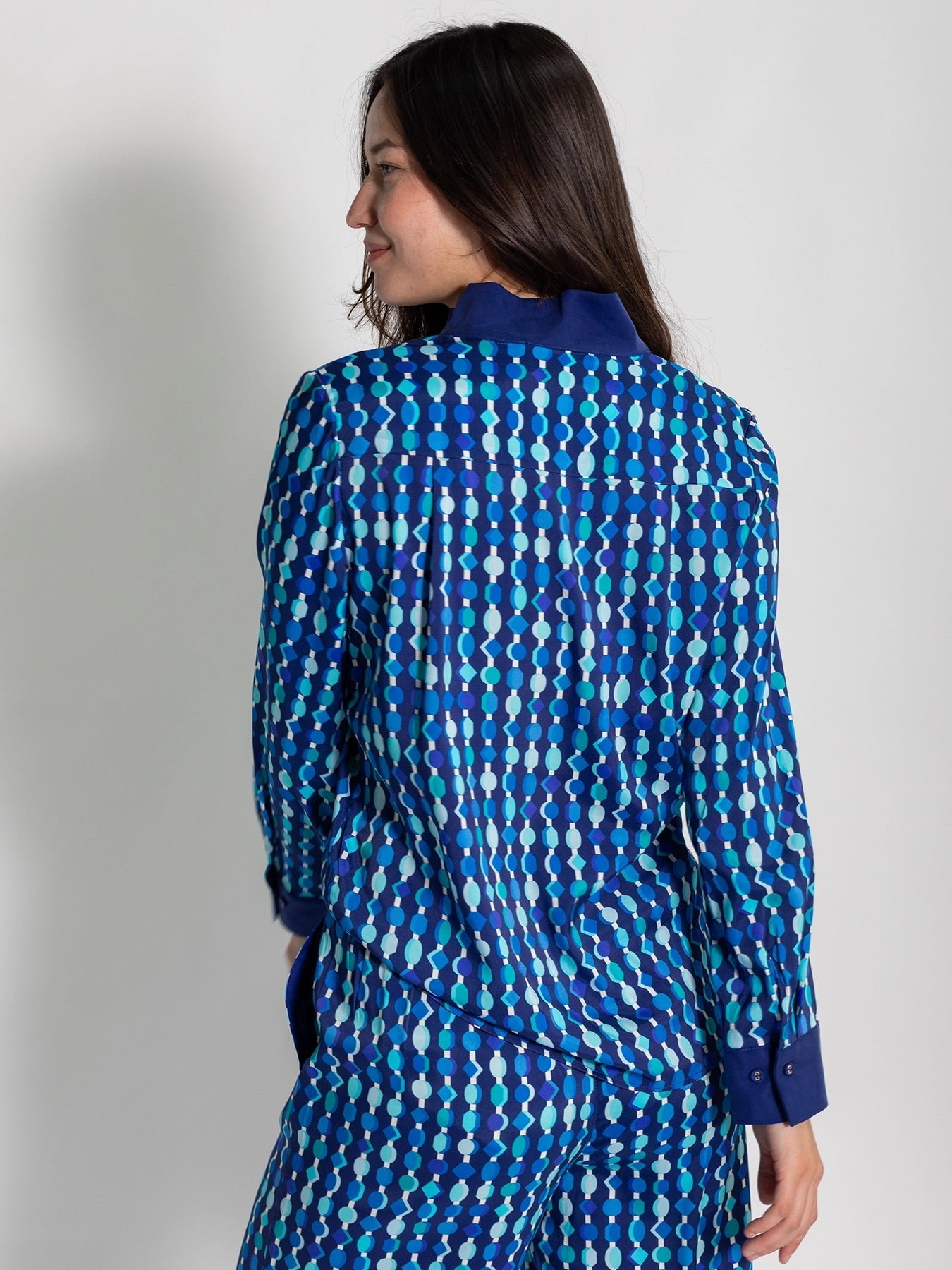 SIMONE blouse Beads Navy - Lesley Evers -