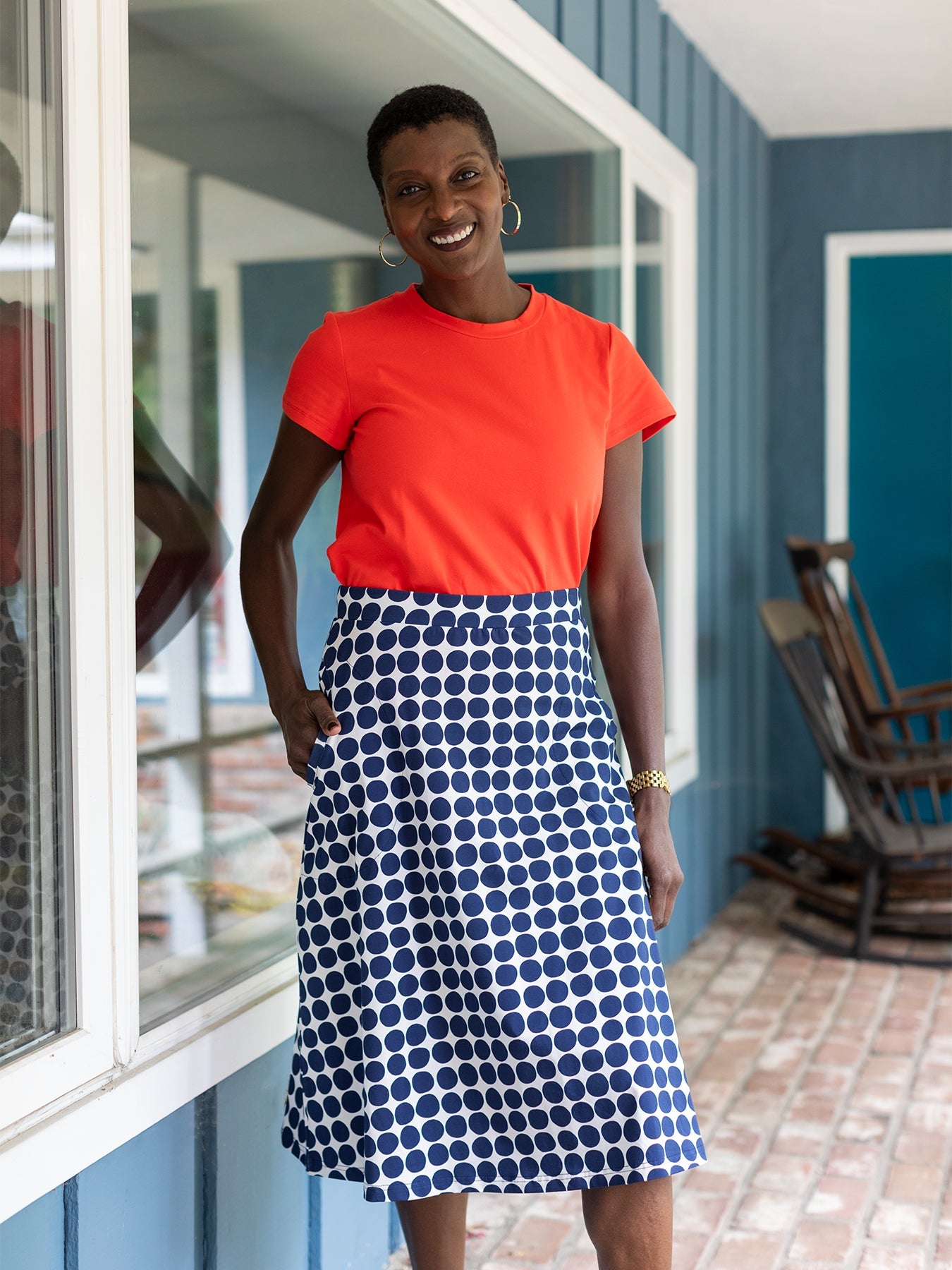 SLOAN skirt Navy Dots - Lesley Evers - Best Seller - Bottoms - Shop