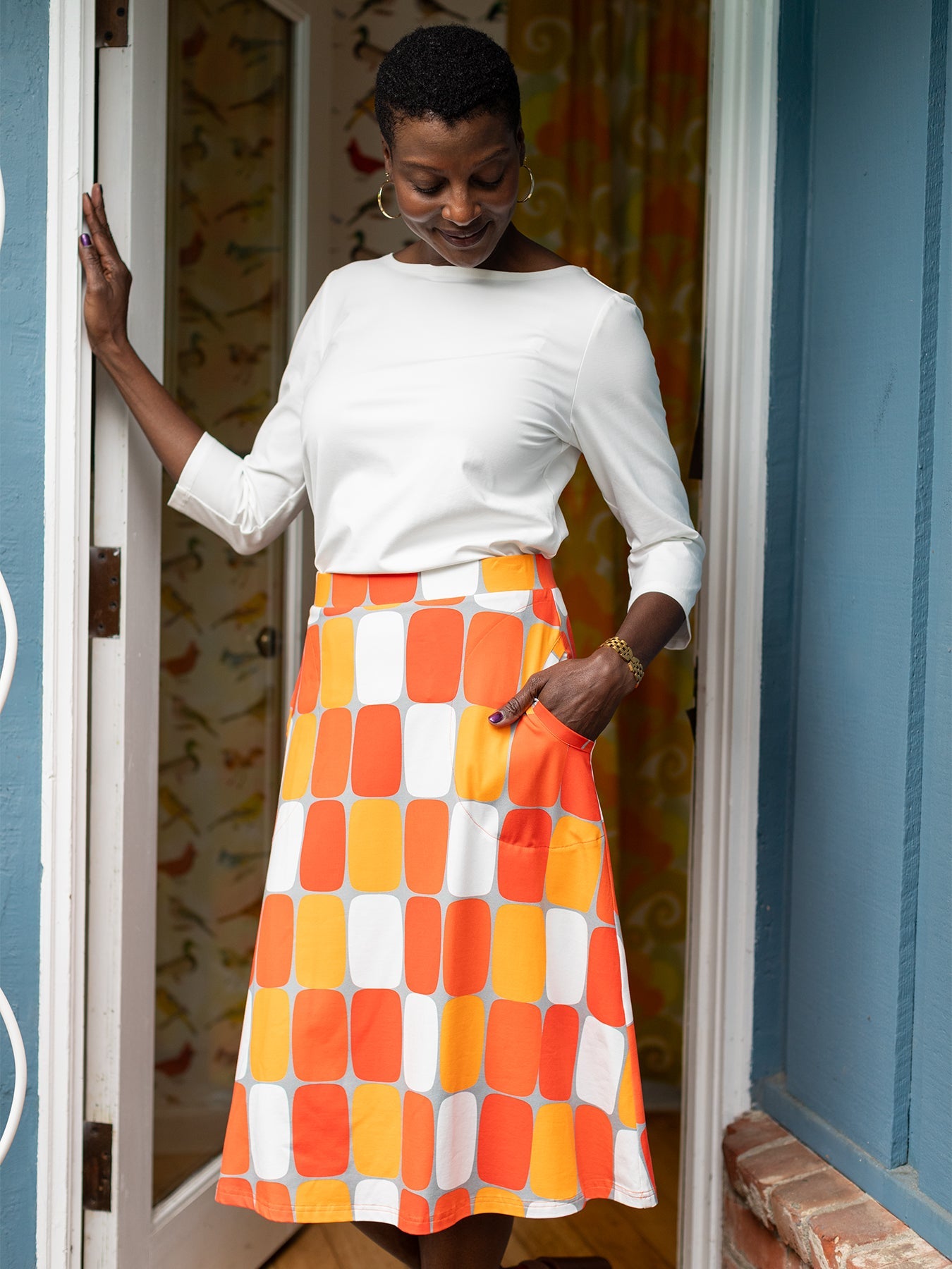 SLOAN skirt Palm Springs Orange - Lesley Evers - Best Seller - Bottoms - Shop