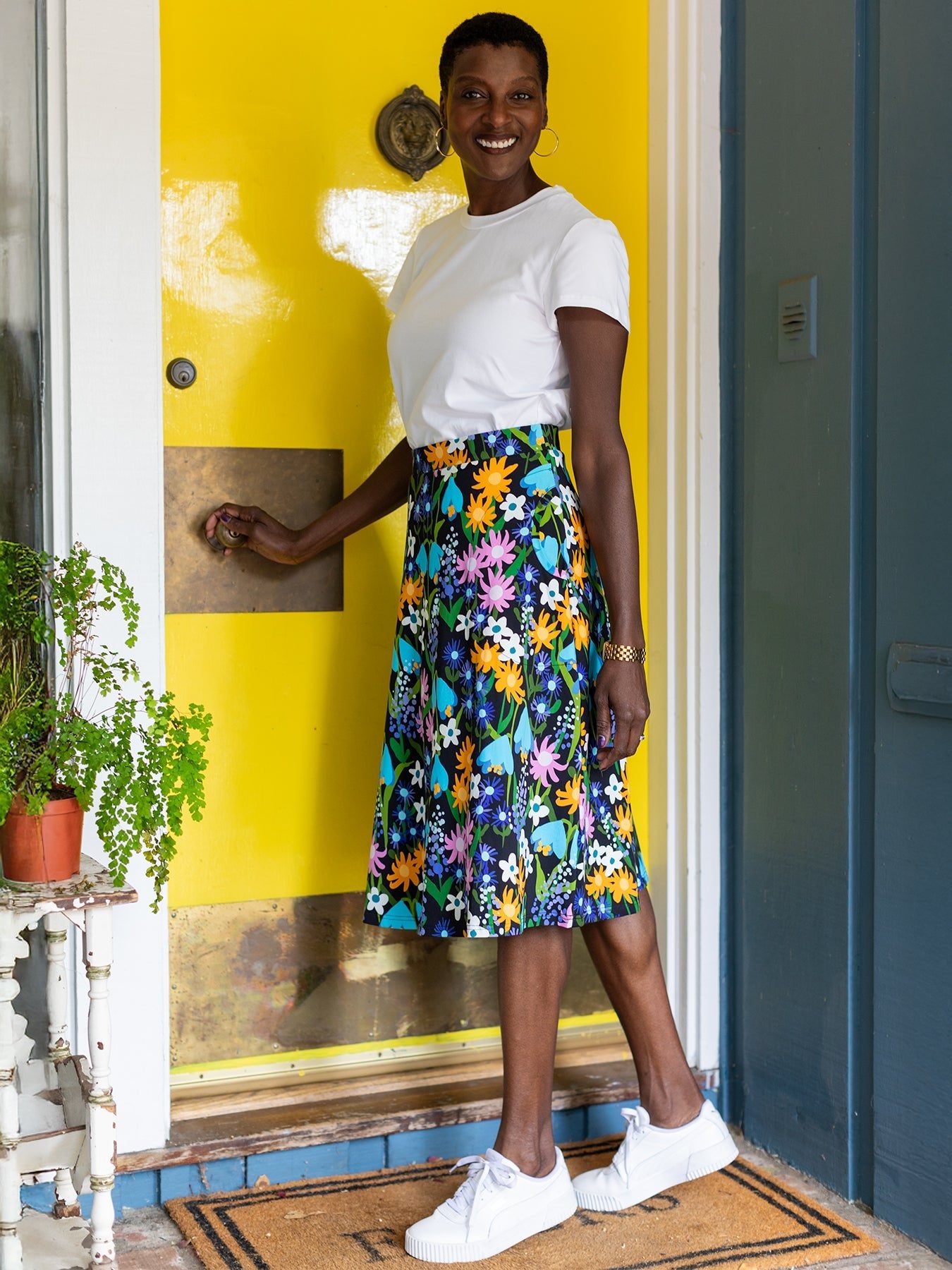 SLOAN skirt Wildflowers Blue - Lesley Evers - Best Seller - Bottoms - Shop