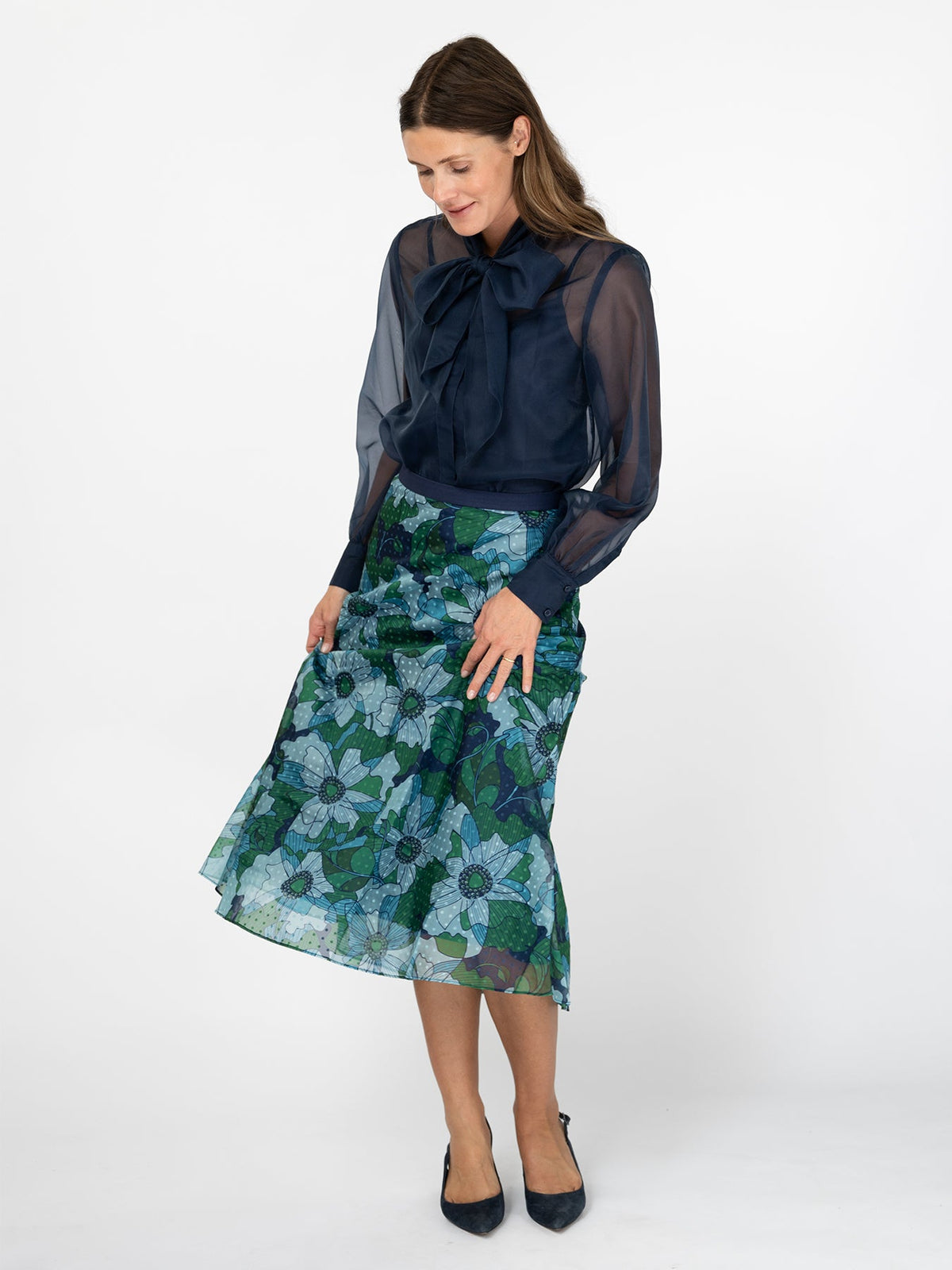 SOPHIE skirt Wild Bloom Navy - Lesley Evers-Bottoms-Shop-Shop/All Products