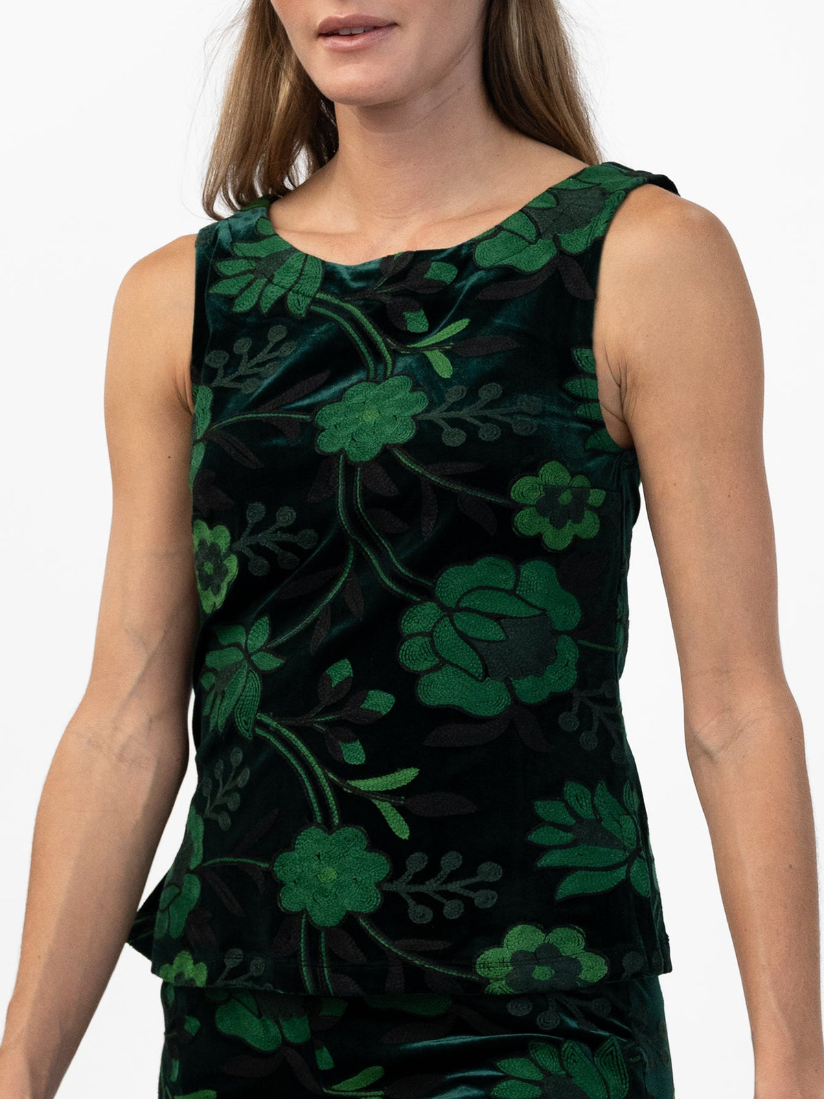 STELLA top Embroidered Velvet Green - Lesley Evers-Best Seller-new-New Arrivals