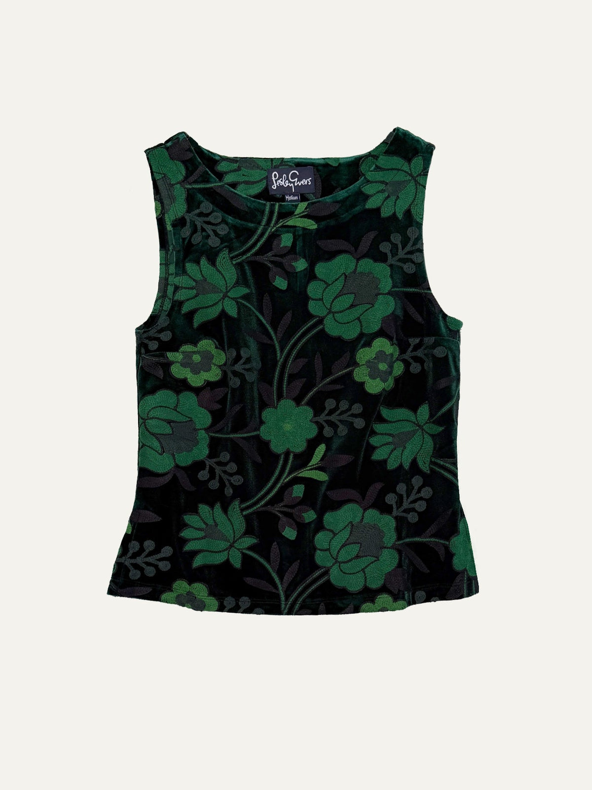 STELLA top Embroidered Velvet Green - Lesley Evers-Best Seller-new-New Arrivals