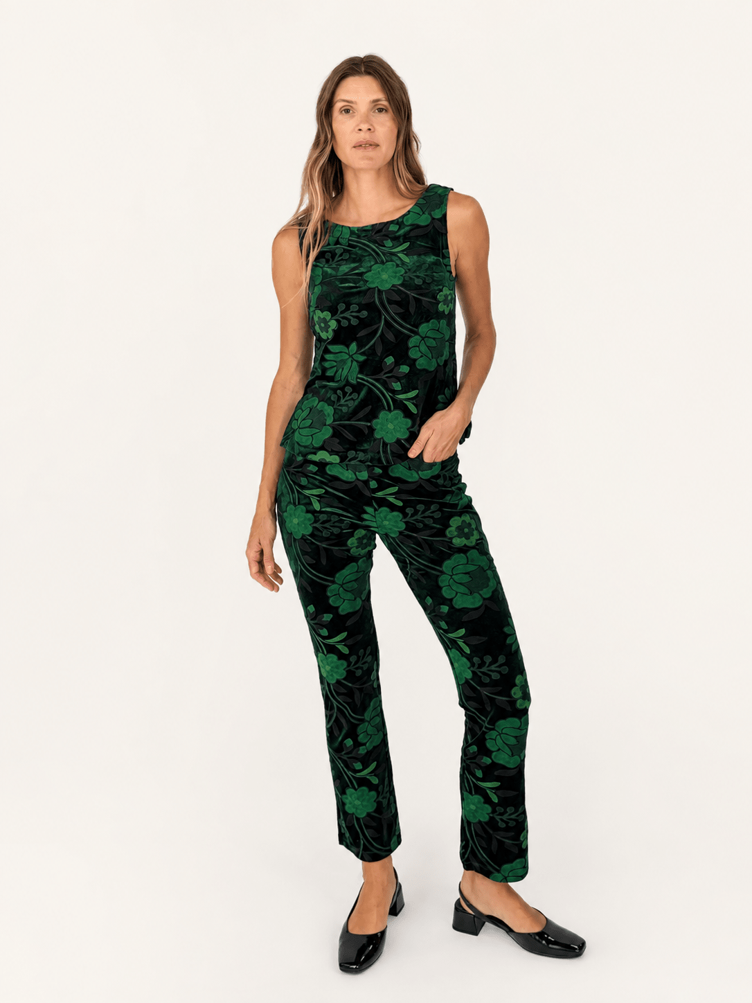 STELLA top Embroidered Velvet Green - Lesley Evers-Best Seller-new-New Arrivals