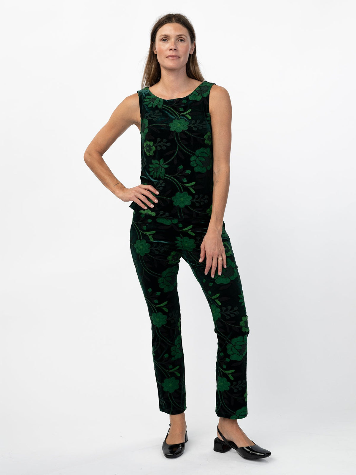 STELLA top Embroidered Velvet Green - Lesley Evers-Best Seller-new-New Arrivals