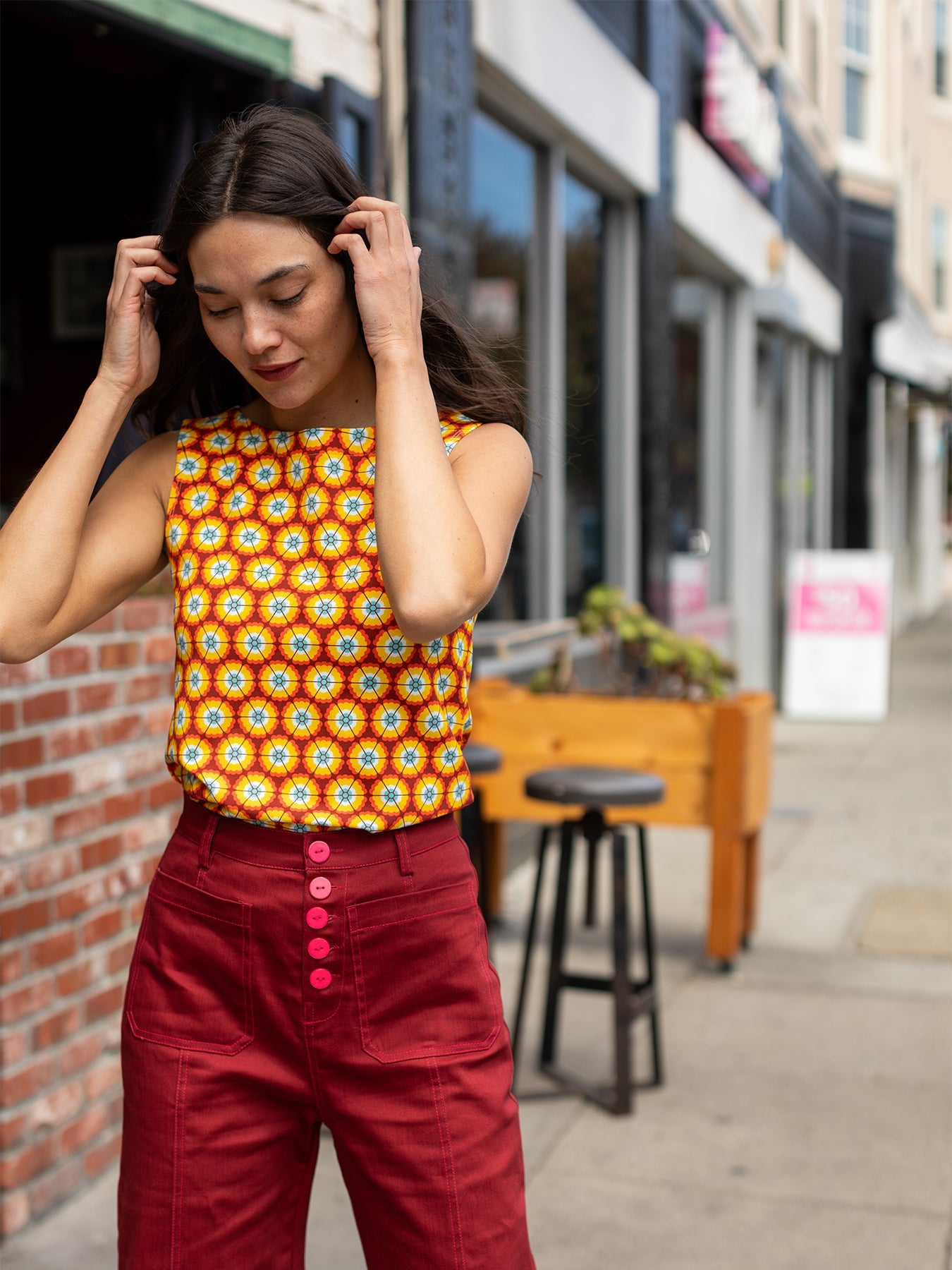 STELLA top Morning Glory Red - Lesley Evers - Best Seller - moring glory - New Arrivals