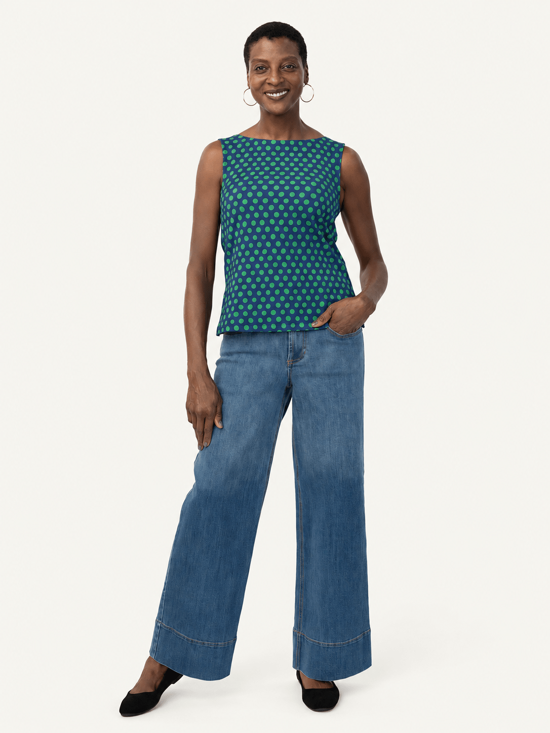 STELLA top Polka Dots Navy and Green - Lesley Evers-Best Seller-jubilee-new